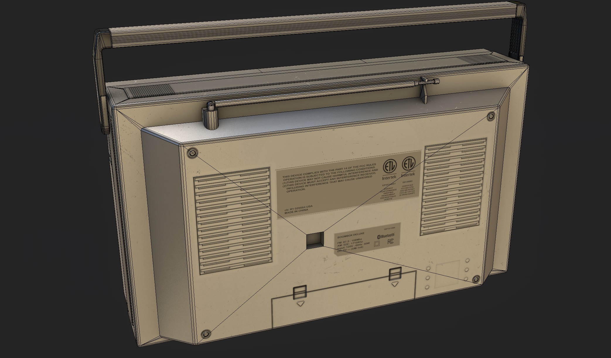 Retro Boom Box Portable Low-poly 3D model_9
