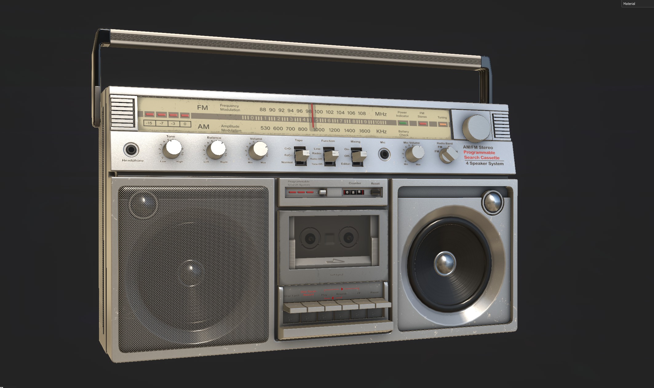 Retro Boom Box Portable Low-poly 3D model_7