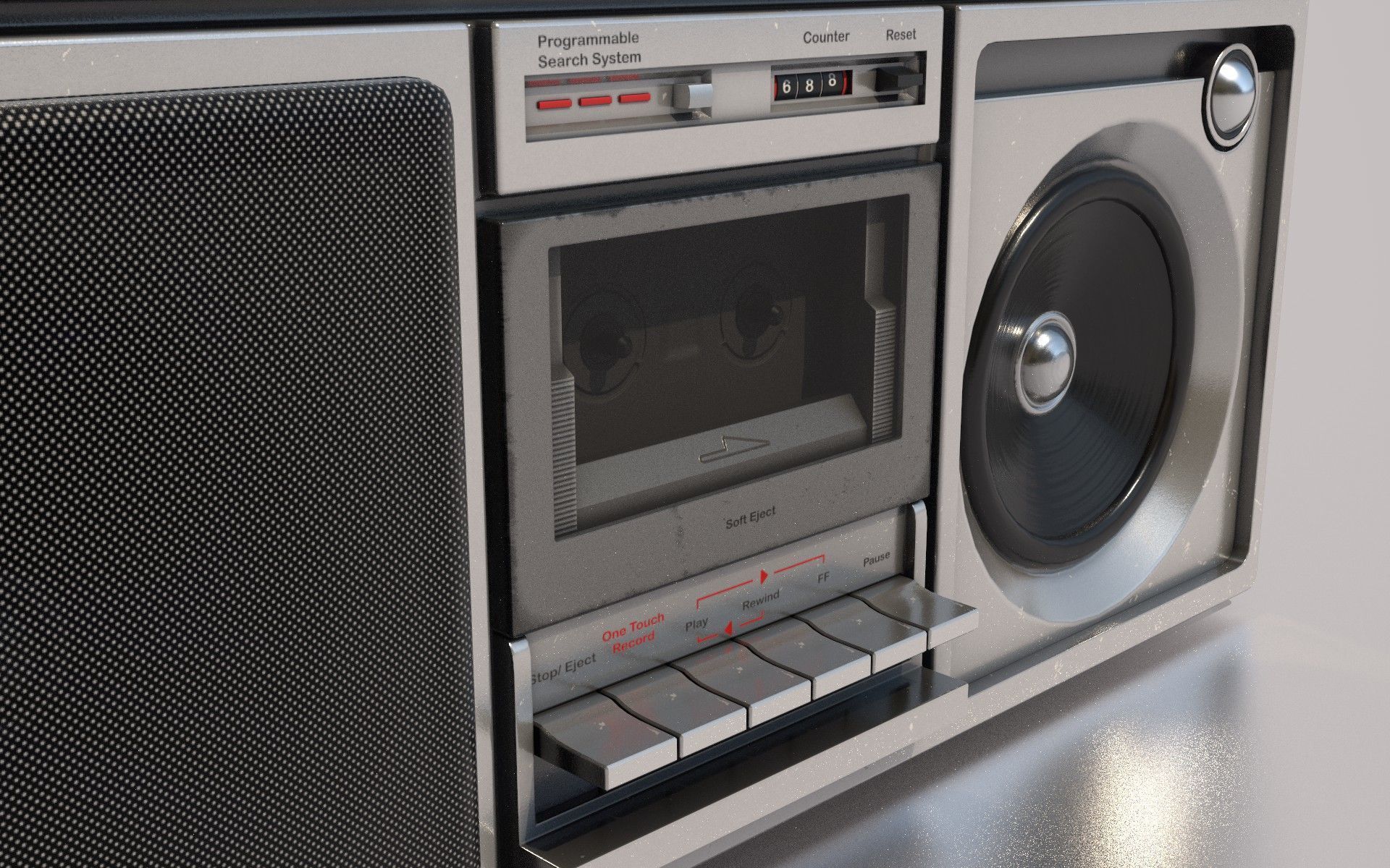 Retro Boom Box Portable Low-poly 3D model_6