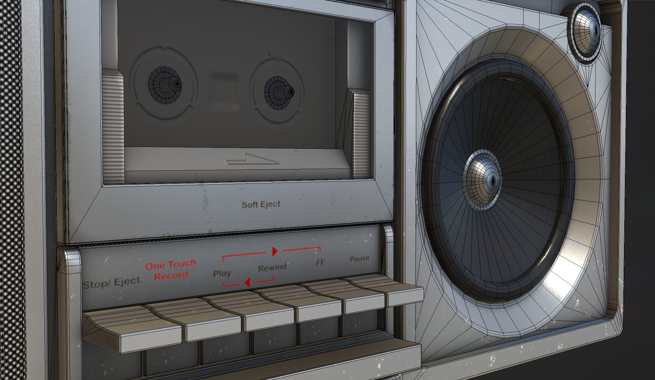 Retro Boom Box Portable Low-poly 3D model_10