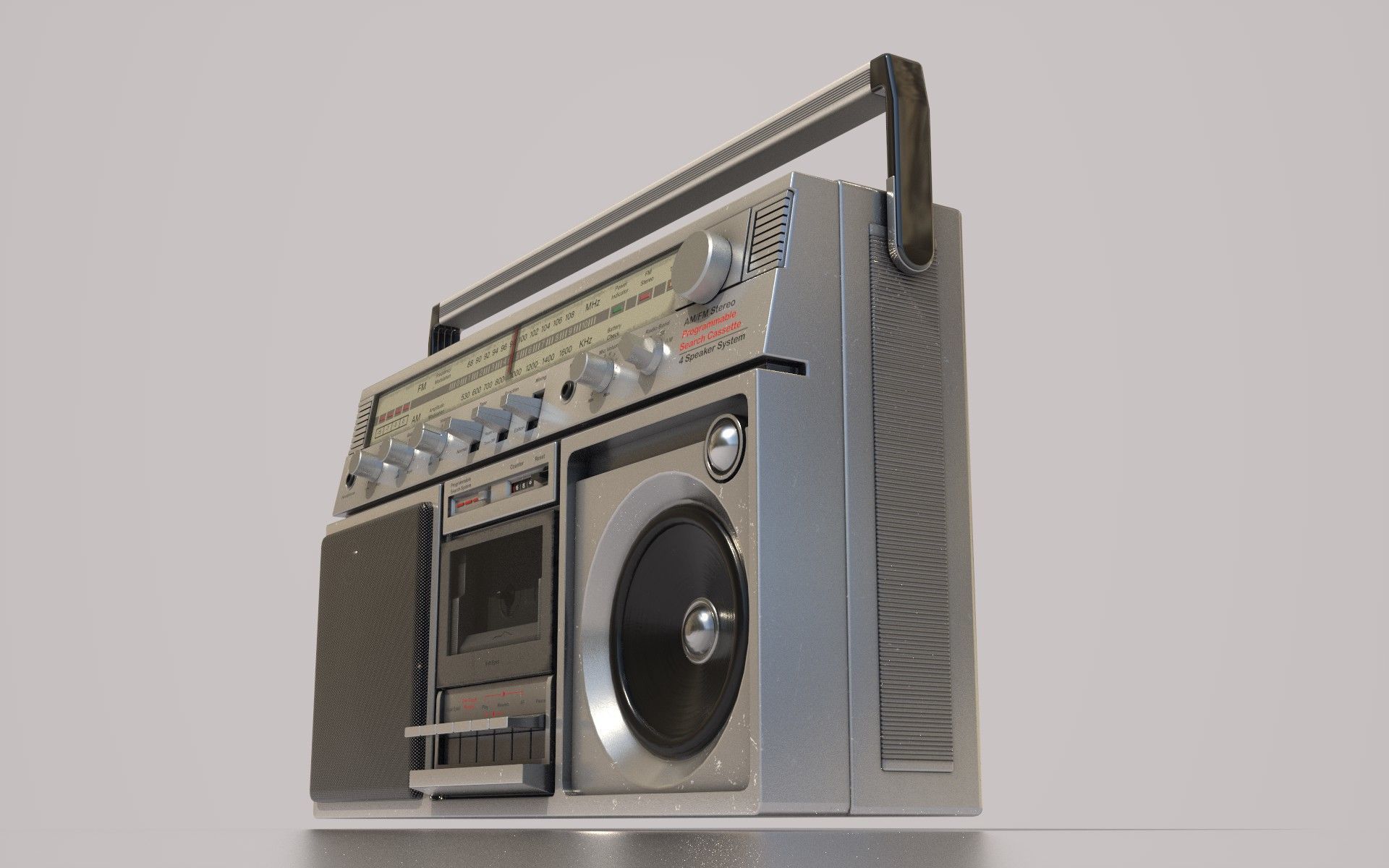 Retro Boom Box Portable Low-poly 3D model_2