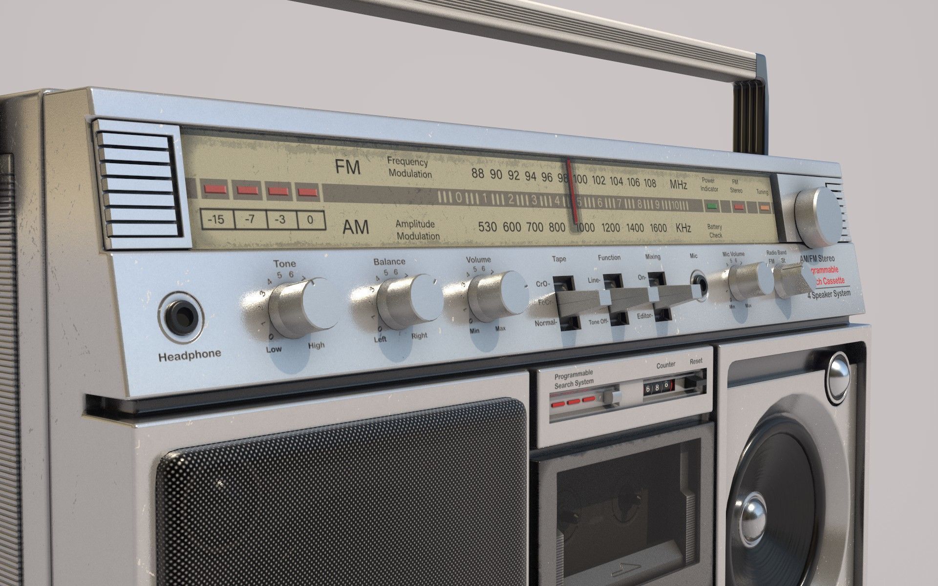 Retro Boom Box Portable Low-poly 3D model_1