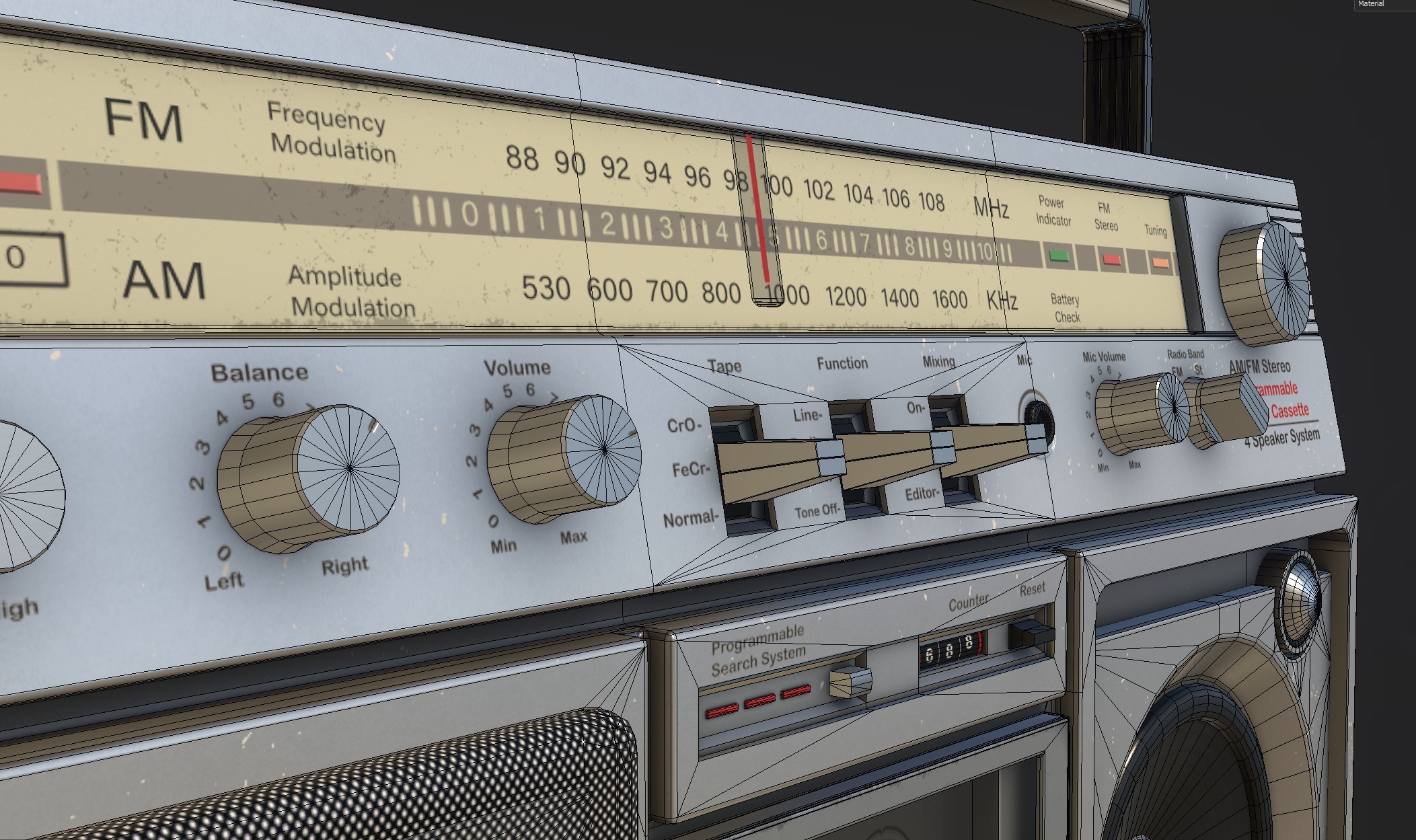 Retro Boom Box Portable Low-poly 3D model_11