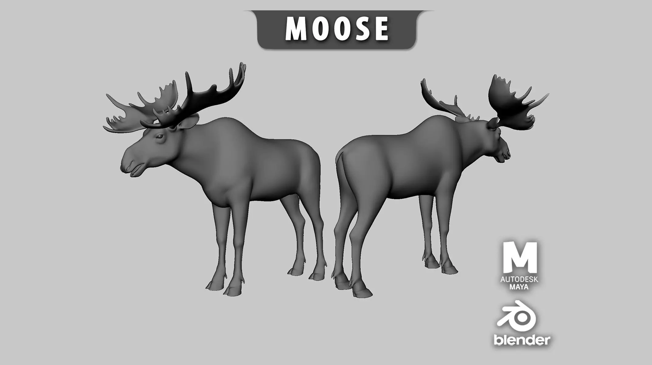 Moose Low-poly 3D model_0