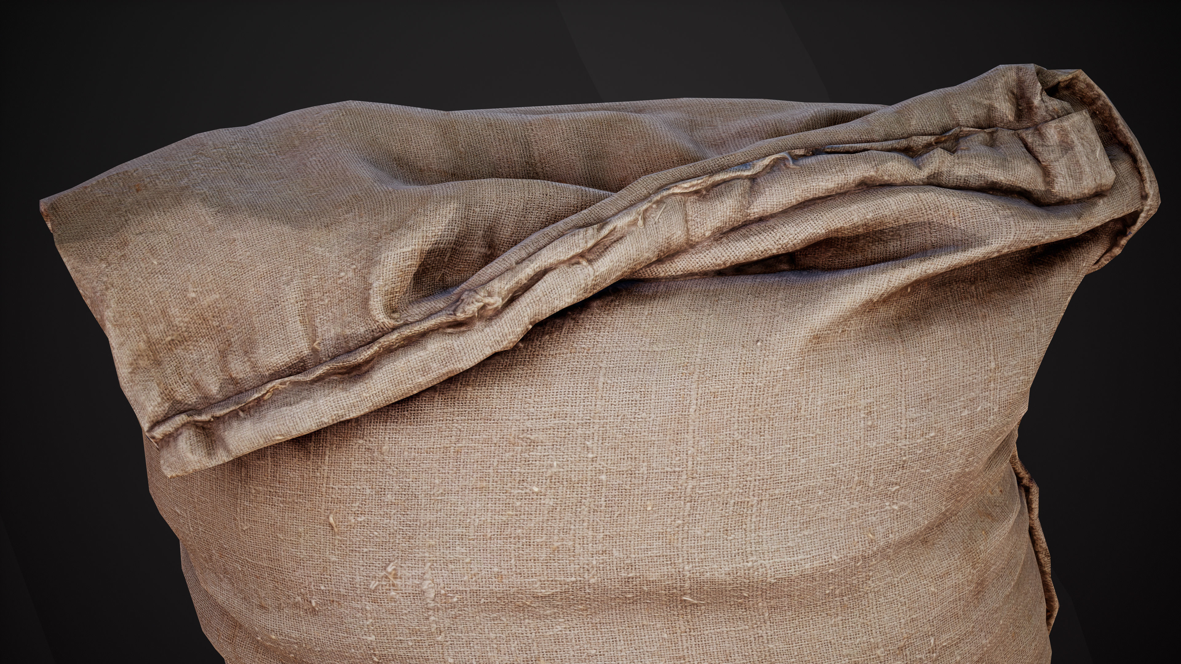 Realistic old burlap bag 04 photo scan Low-poly 3D model_10