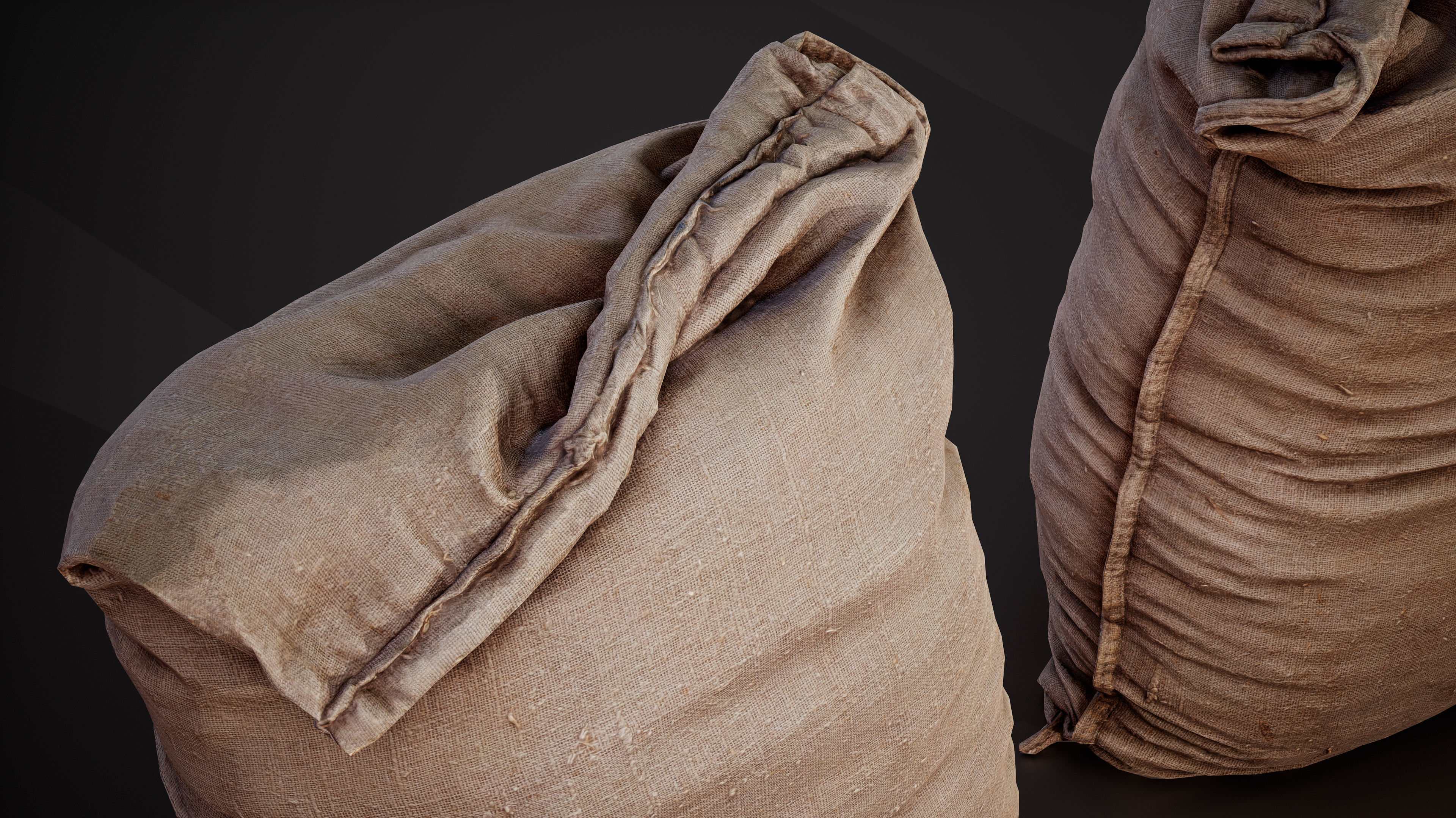 Realistic old burlap bag 04 photo scan Low-poly 3D model_9