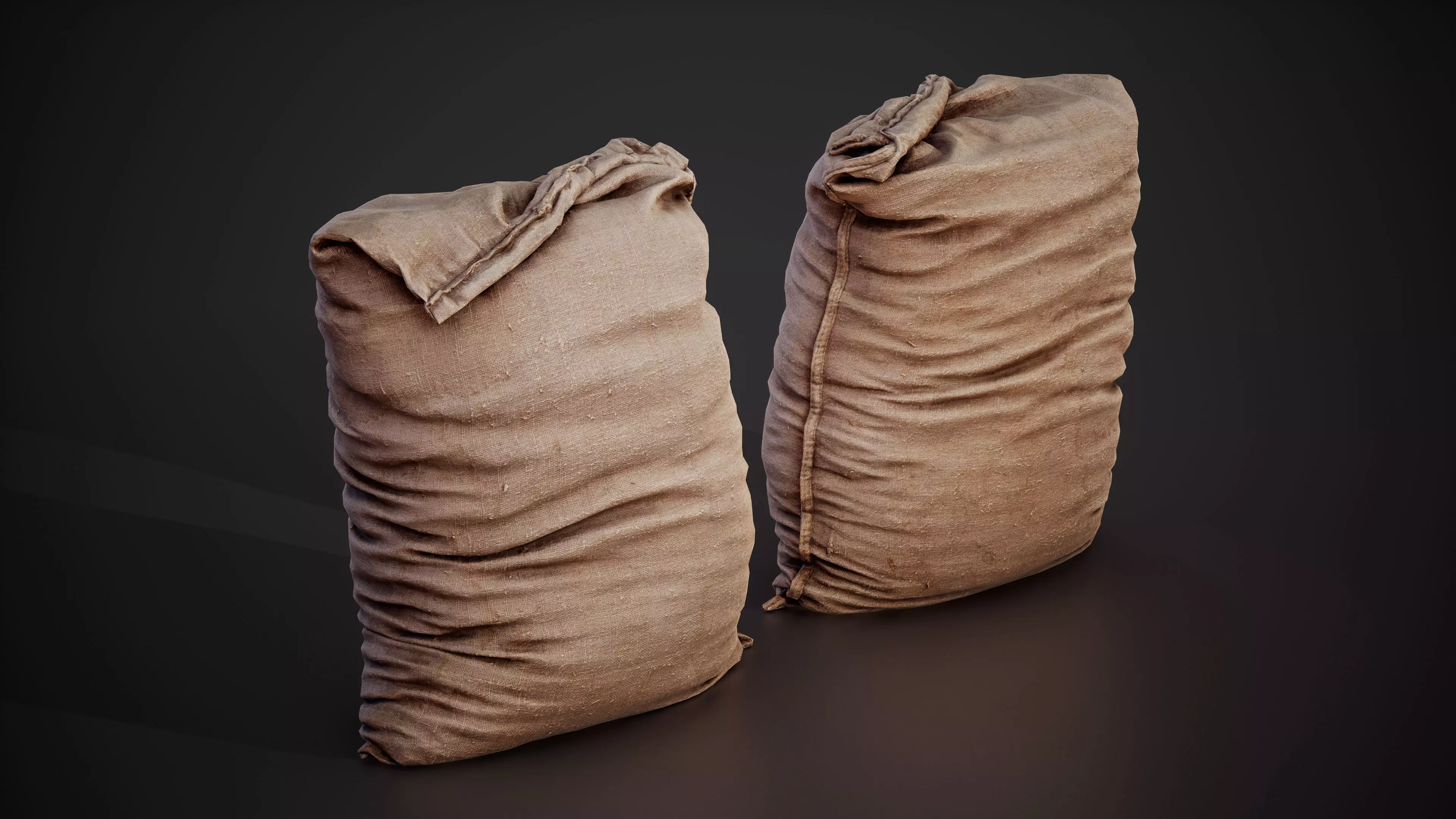 Realistic old burlap bag 04 photo scan Low-poly 3D model_0