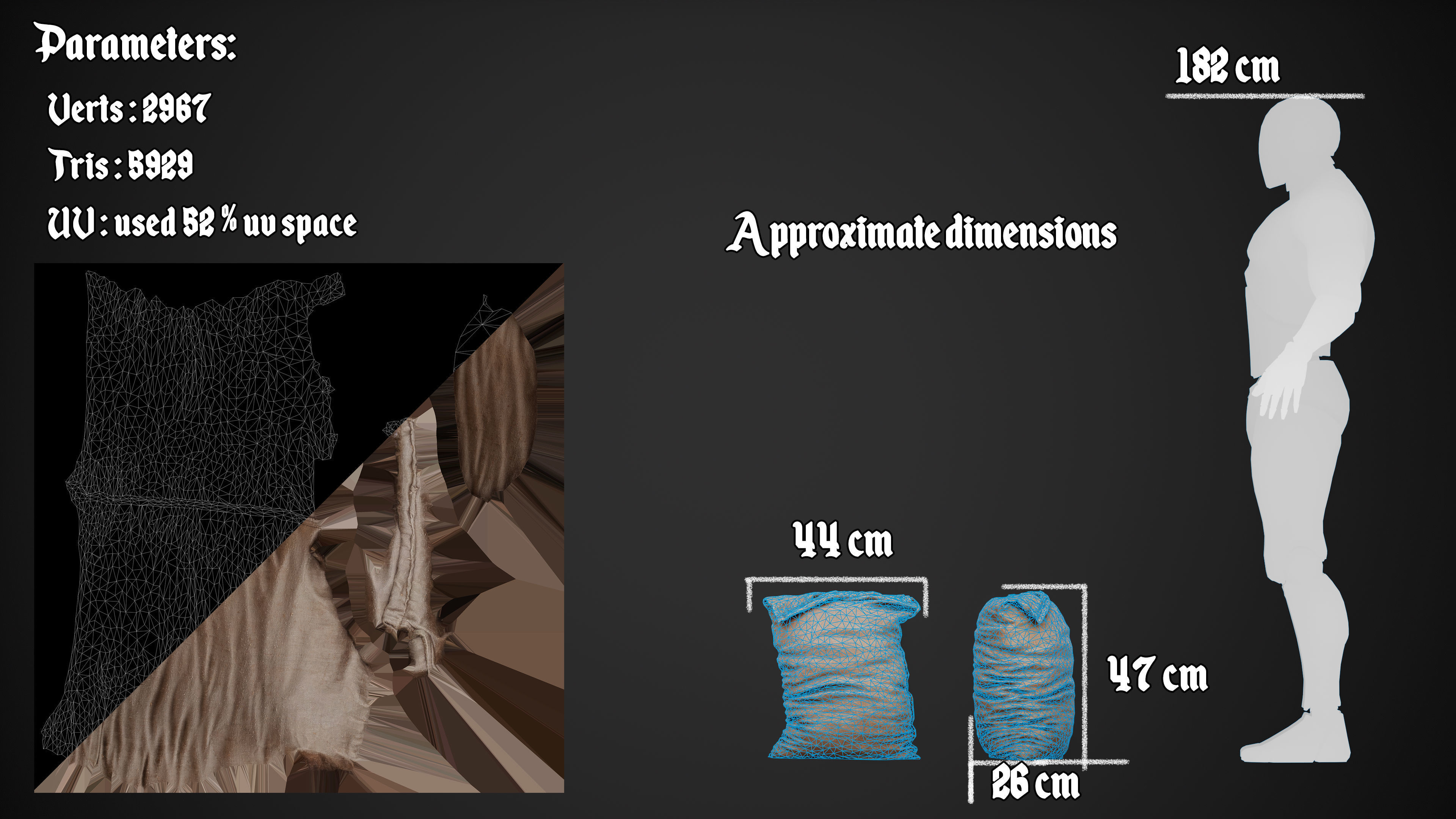 Realistic old burlap bag 04 photo scan Low-poly 3D model_16