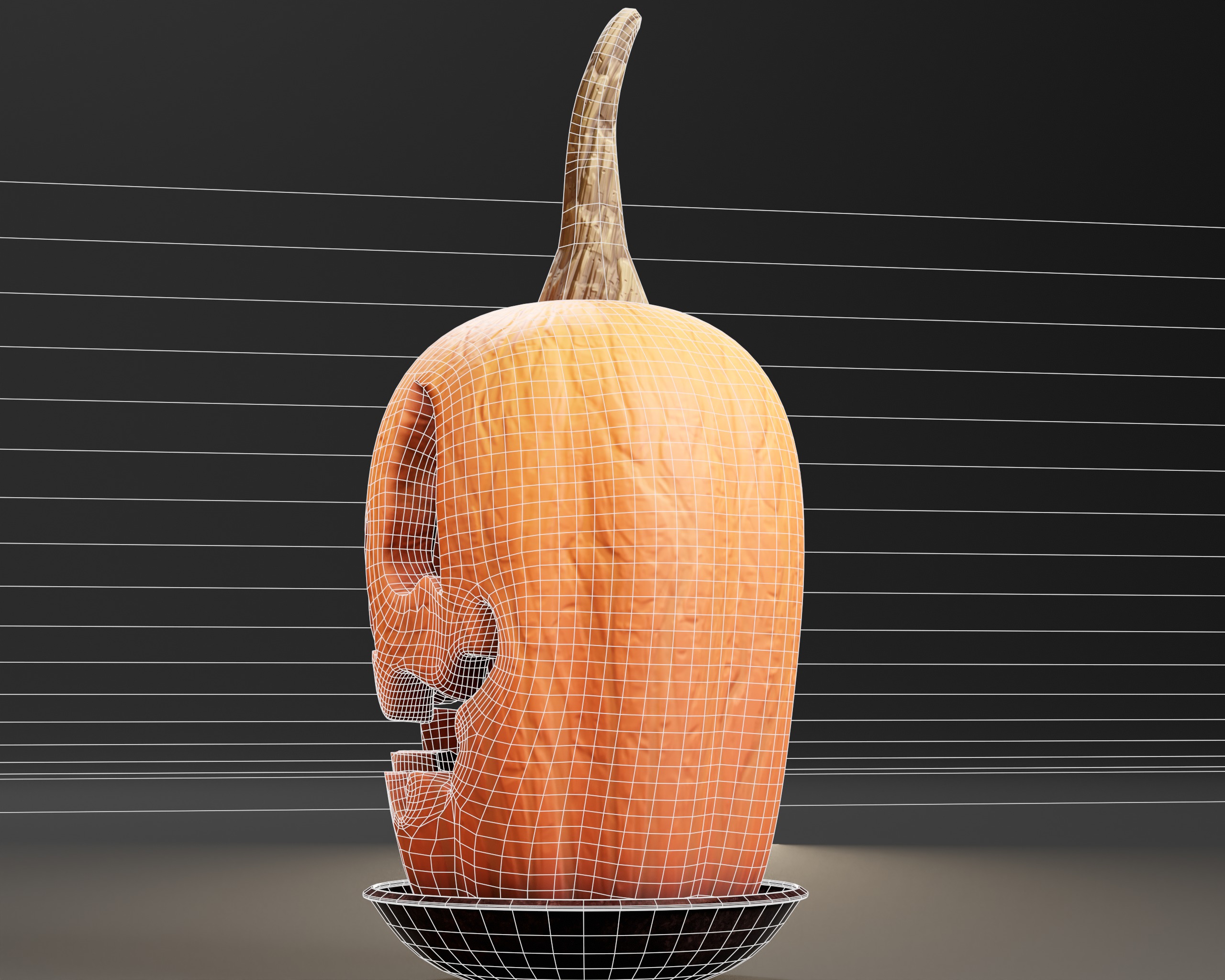 Halloween Big Carved Pumpkin Low-poly 3D model_13