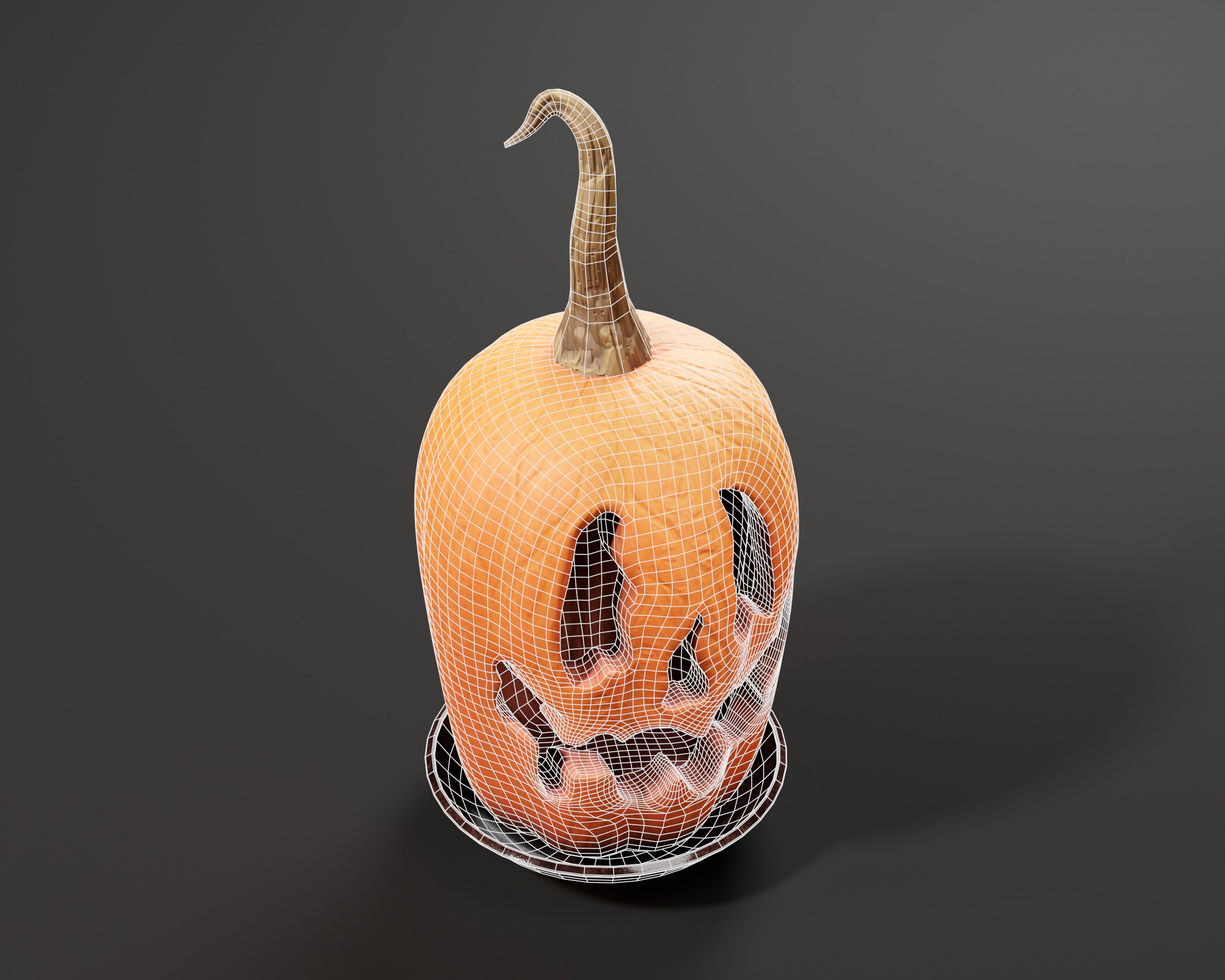 Halloween Big Carved Pumpkin Low-poly 3D model_9