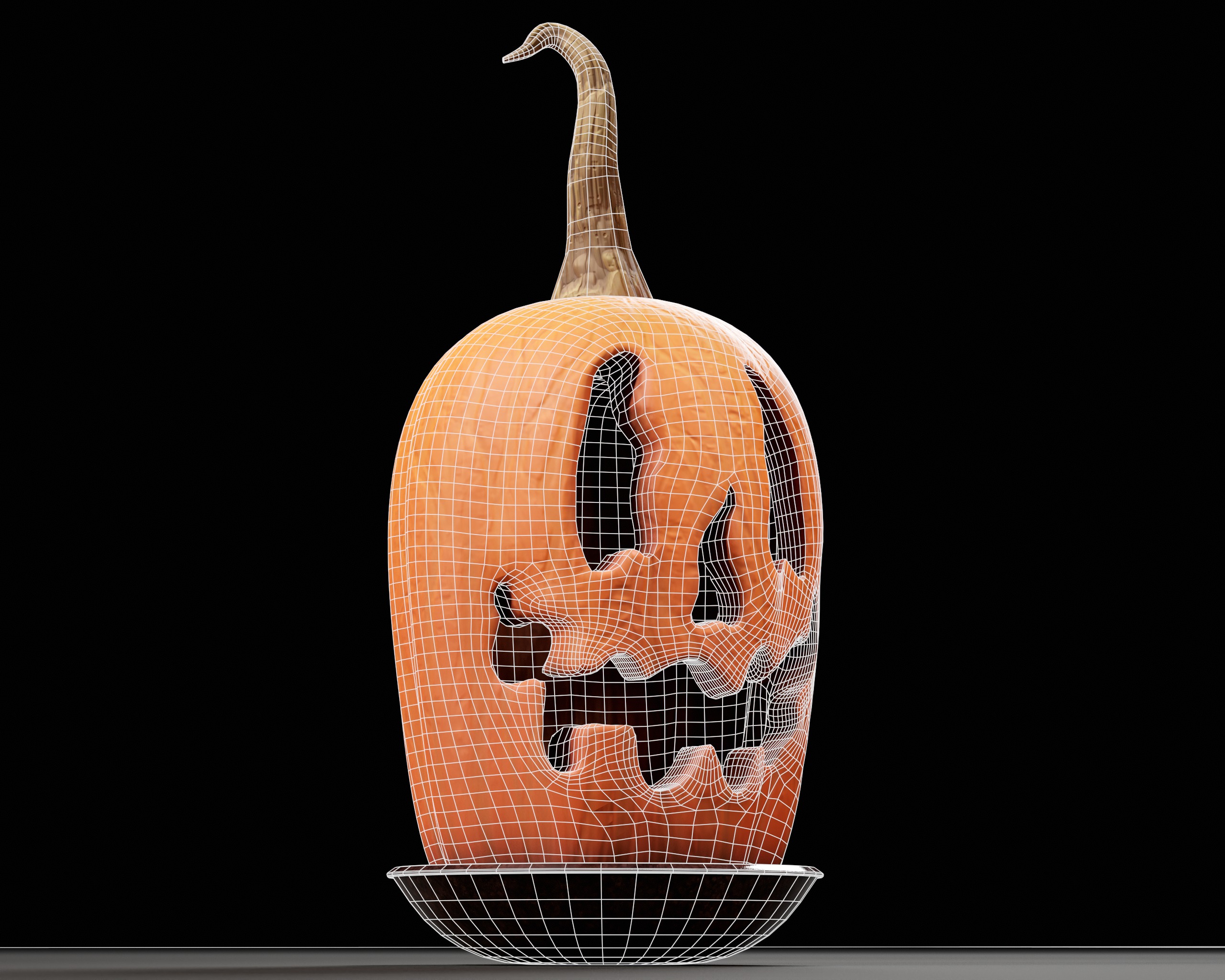 Halloween Big Carved Pumpkin Low-poly 3D model_7