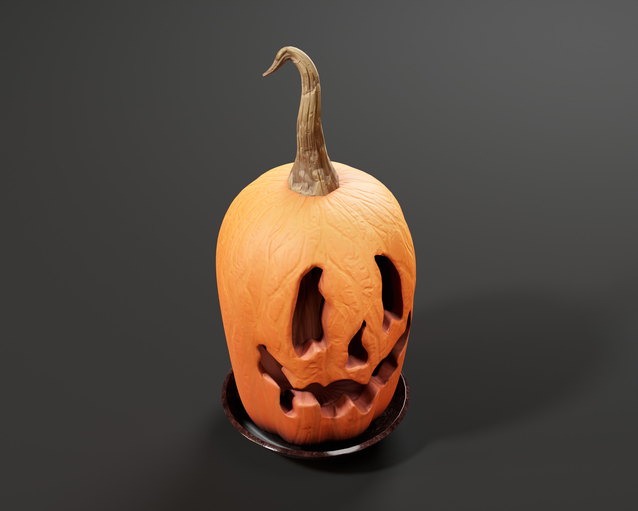 Halloween Big Carved Pumpkin Low-poly 3D model_8