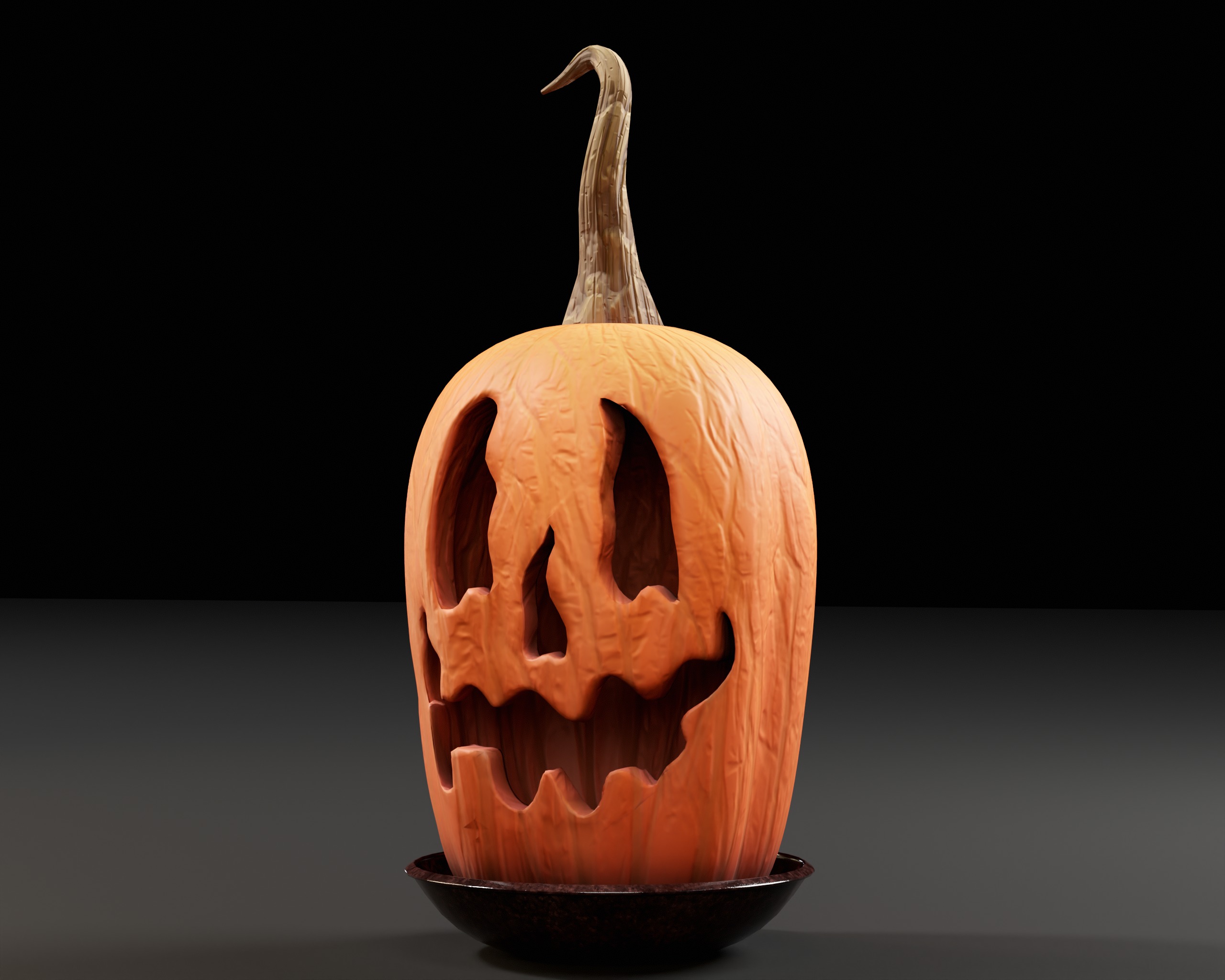 Halloween Big Carved Pumpkin Low-poly 3D model_2