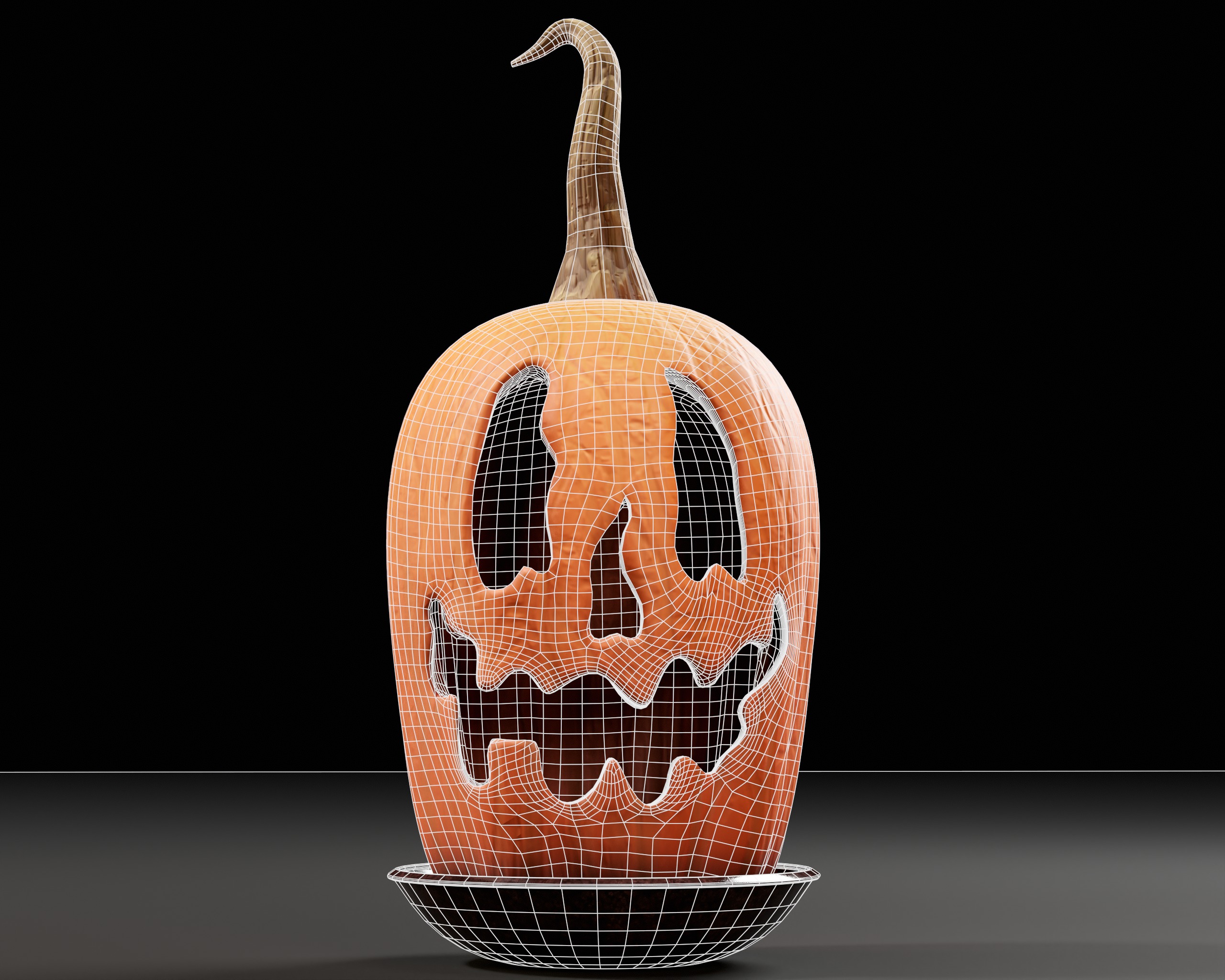 Halloween Big Carved Pumpkin Low-poly 3D model_5