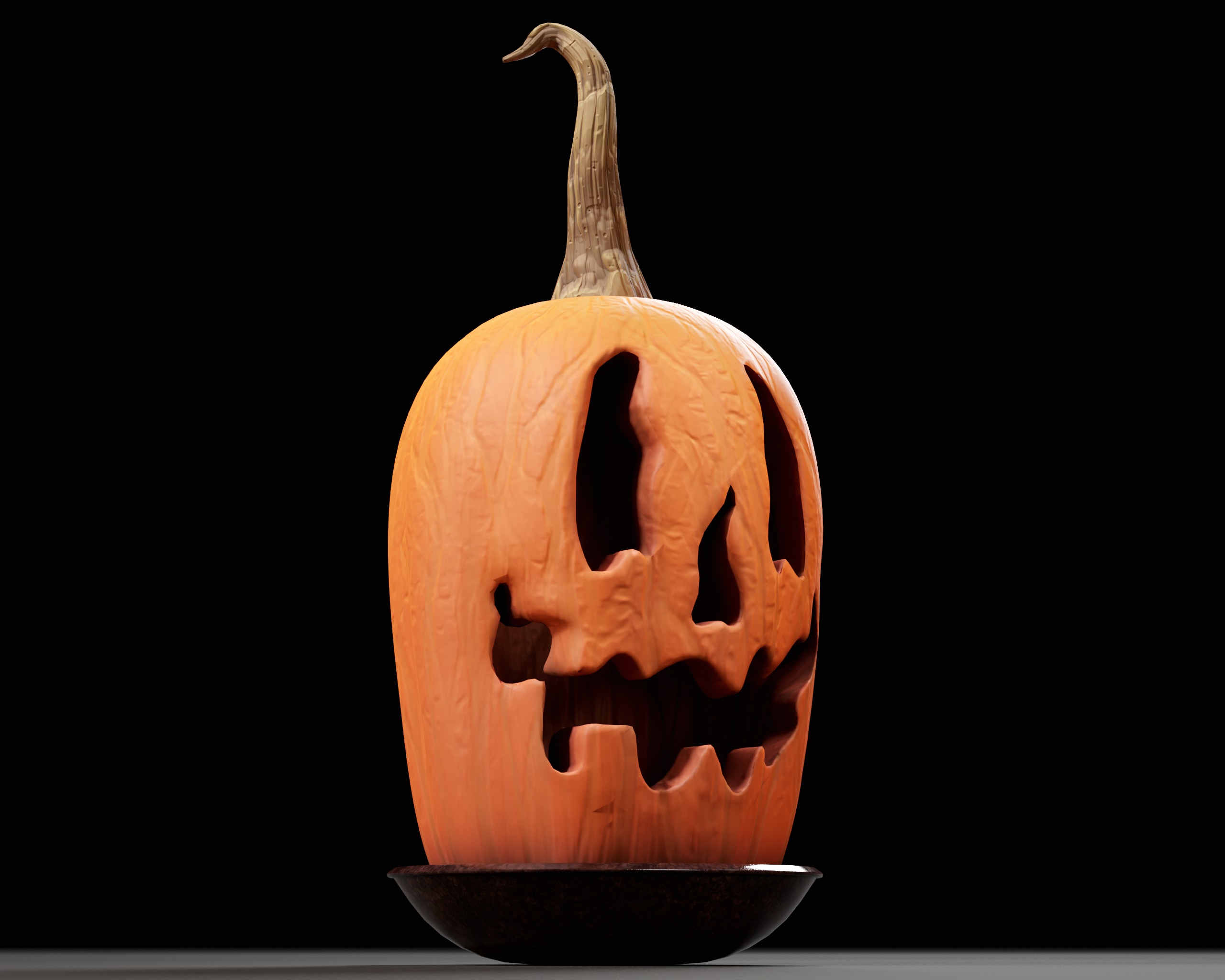Halloween Big Carved Pumpkin Low-poly 3D model_6