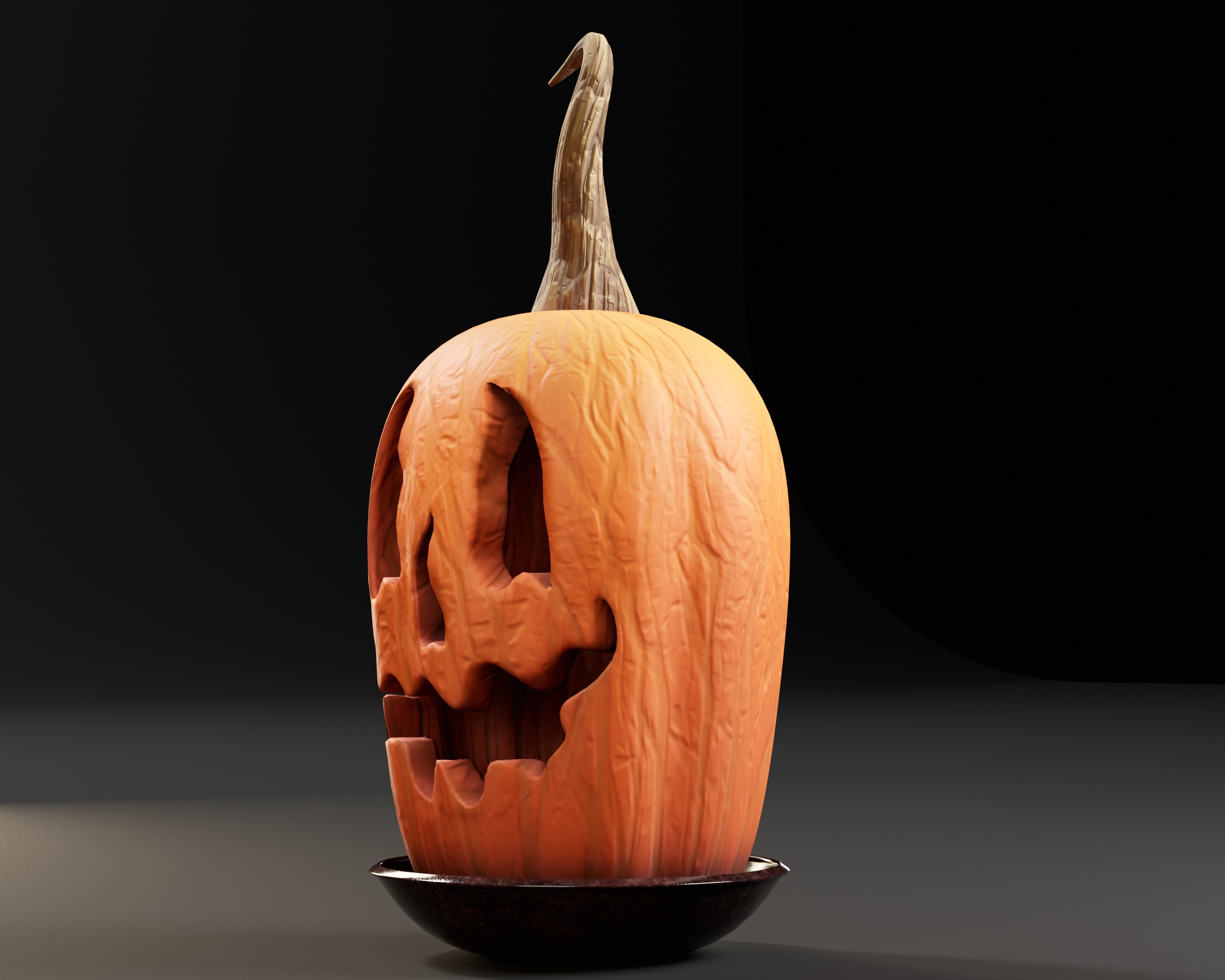 Halloween Big Carved Pumpkin Low-poly 3D model_10