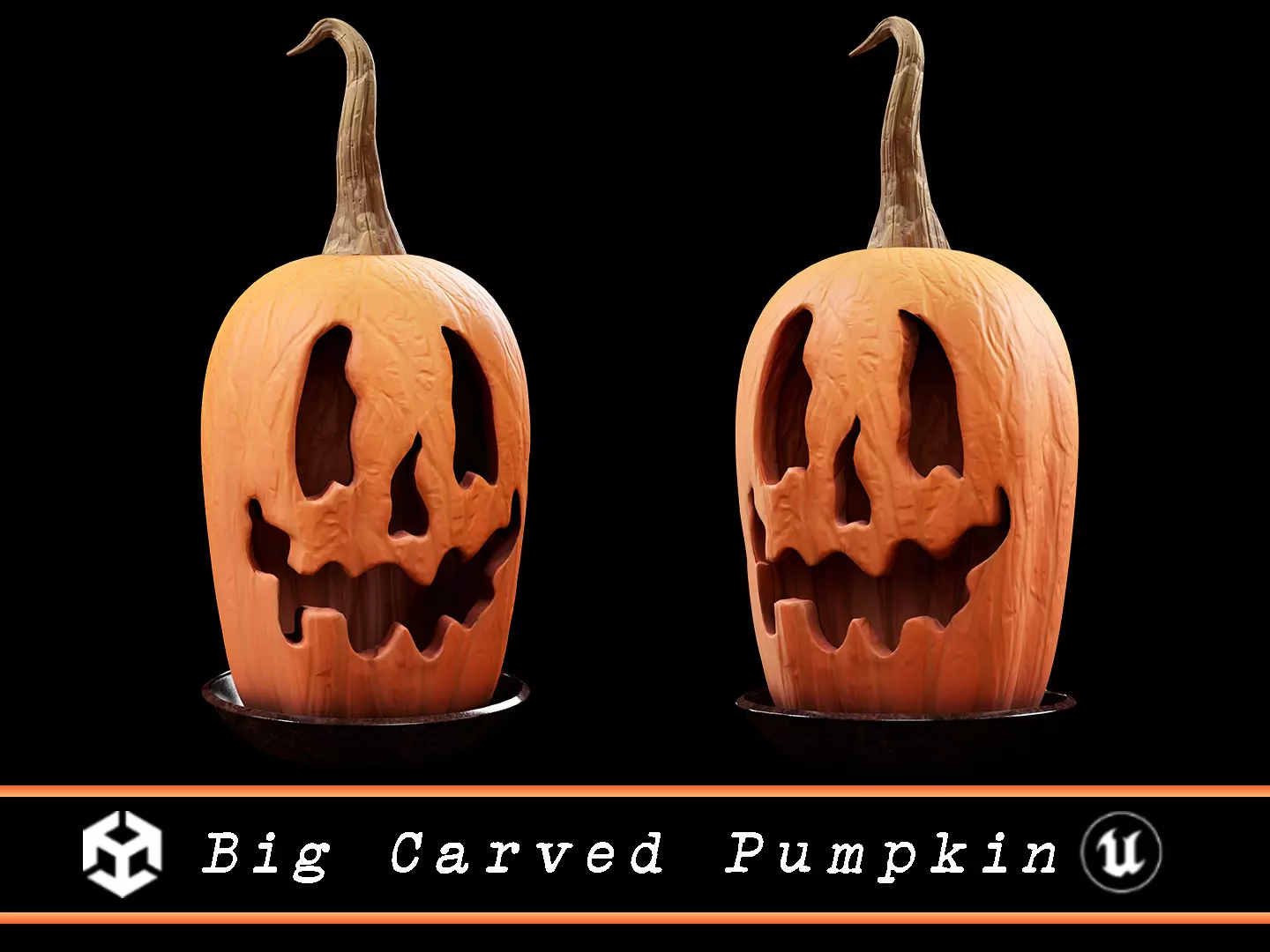 Halloween Big Carved Pumpkin Low-poly 3D model_0