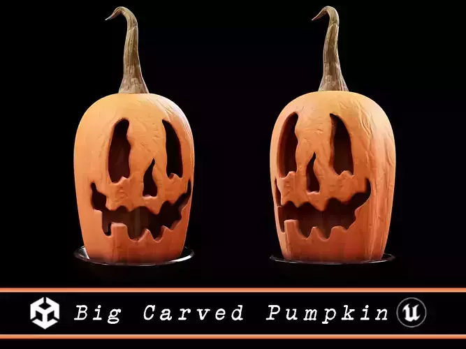 Halloween Big Carved Pumpkin Low-poly 3D model