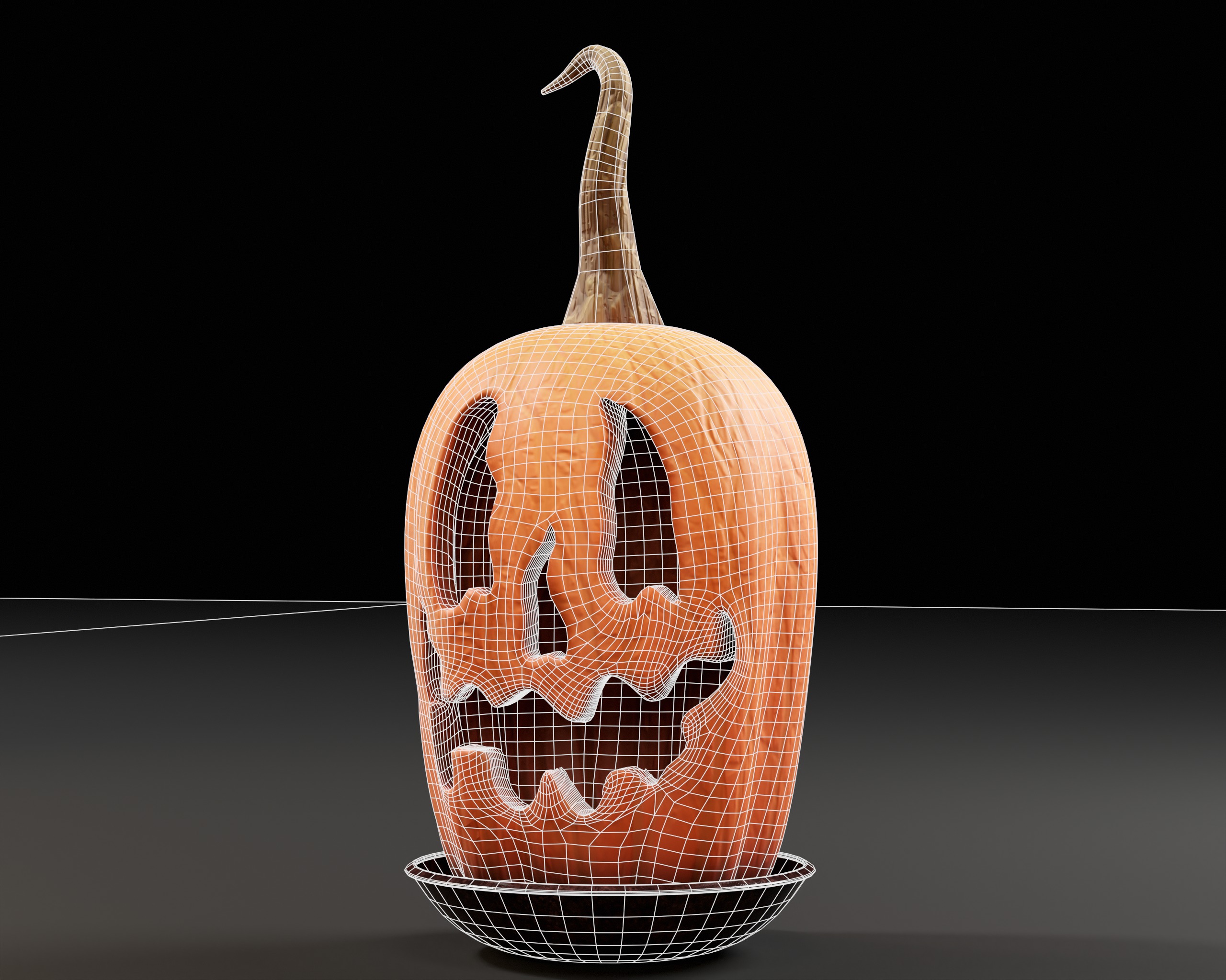Halloween Big Carved Pumpkin Low-poly 3D model_3