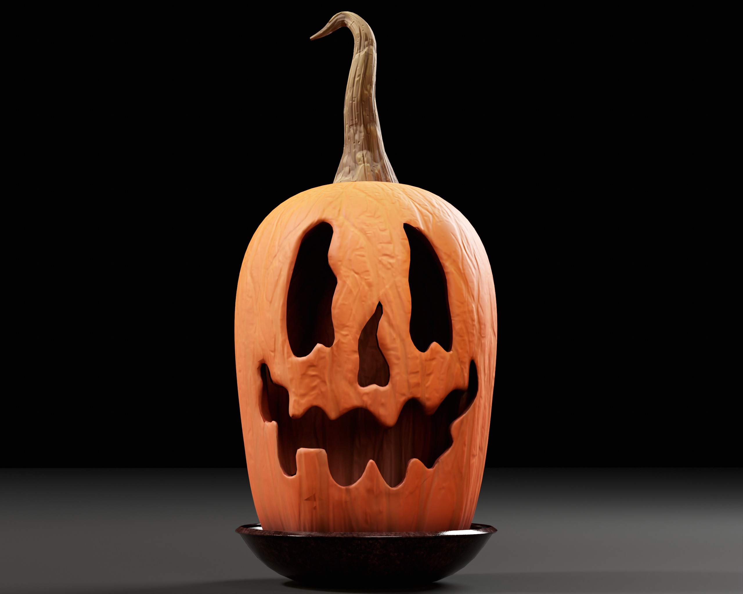 Halloween Big Carved Pumpkin Low-poly 3D model_4