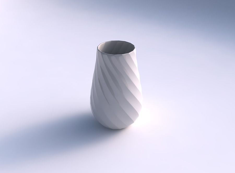 Vase twisted with bands uniform vertical 3D print model_0