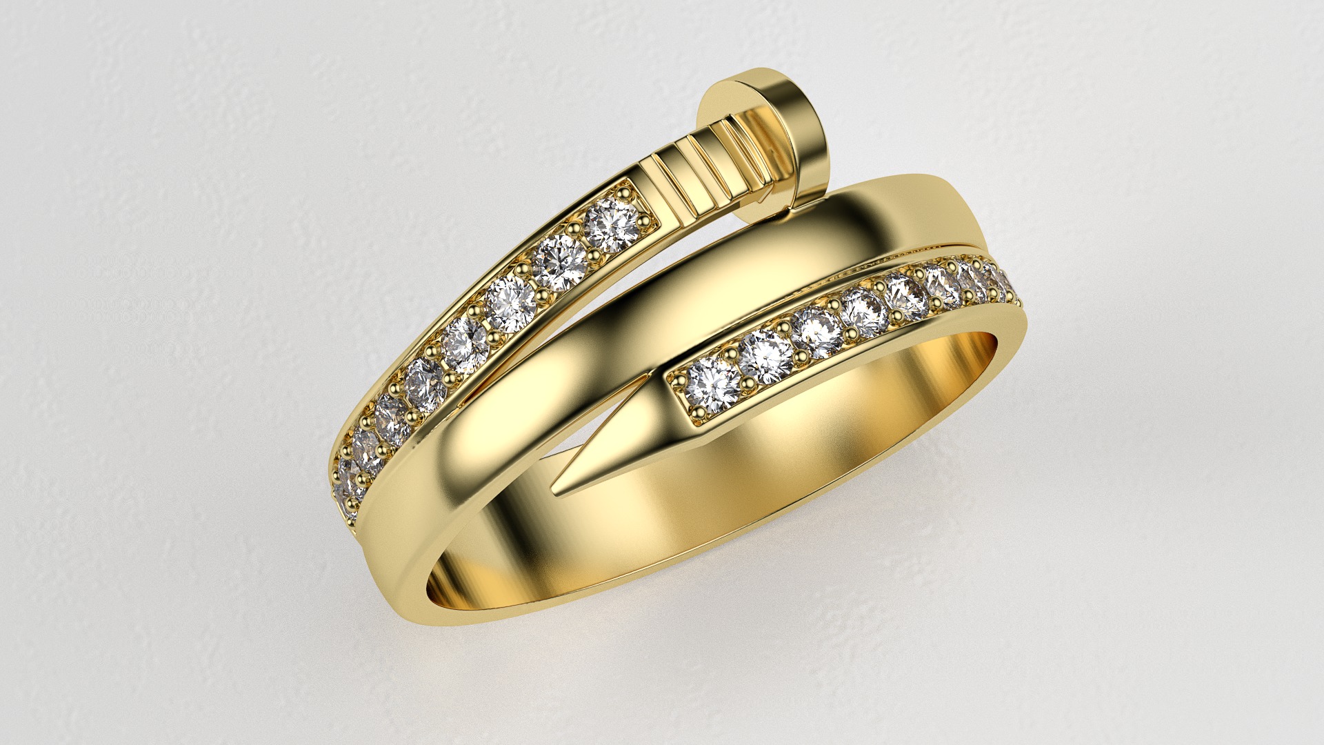 Nail ring with diamonds r2 3D print model_2