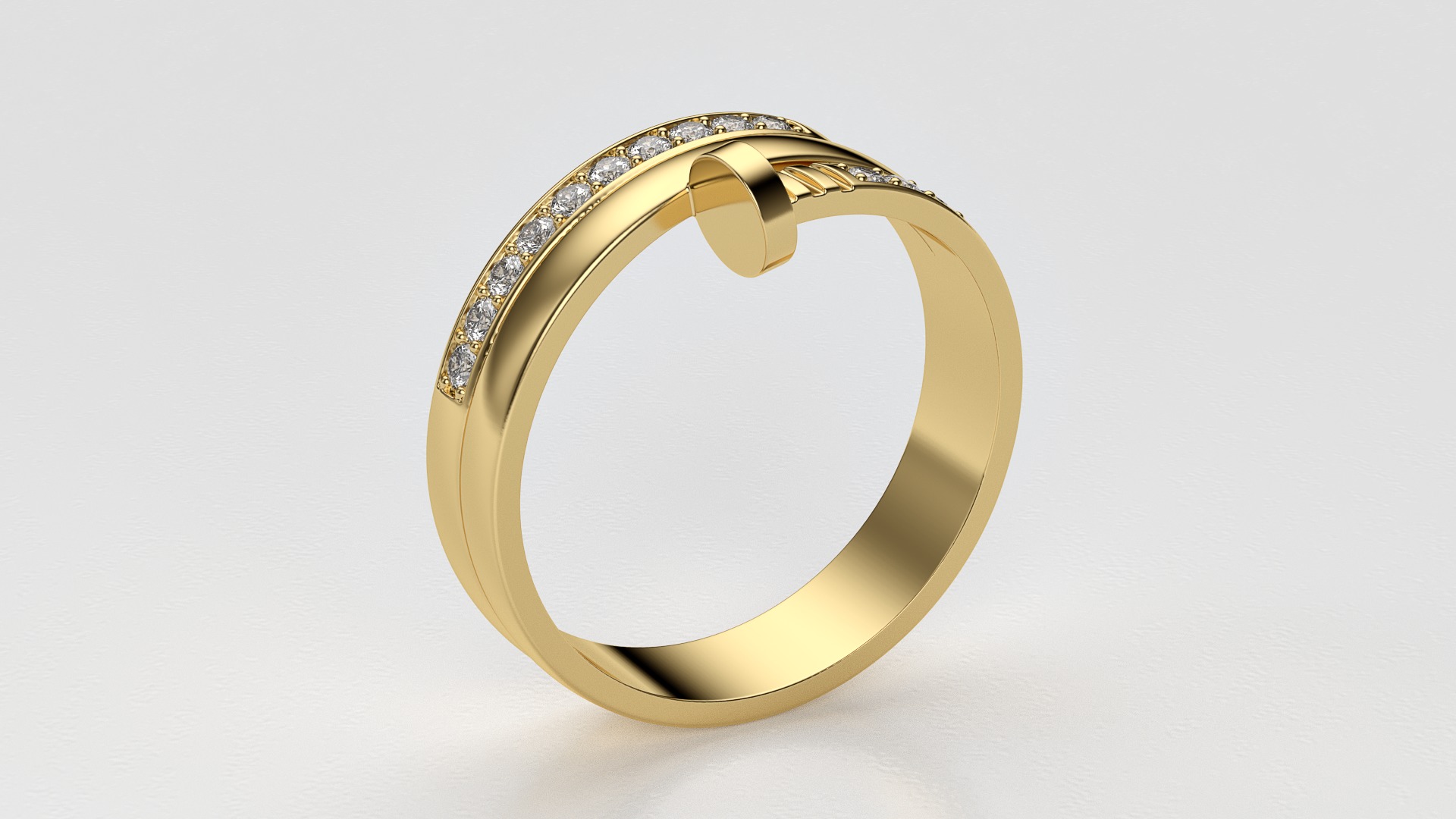 Nail ring with diamonds r2 3D print model_7