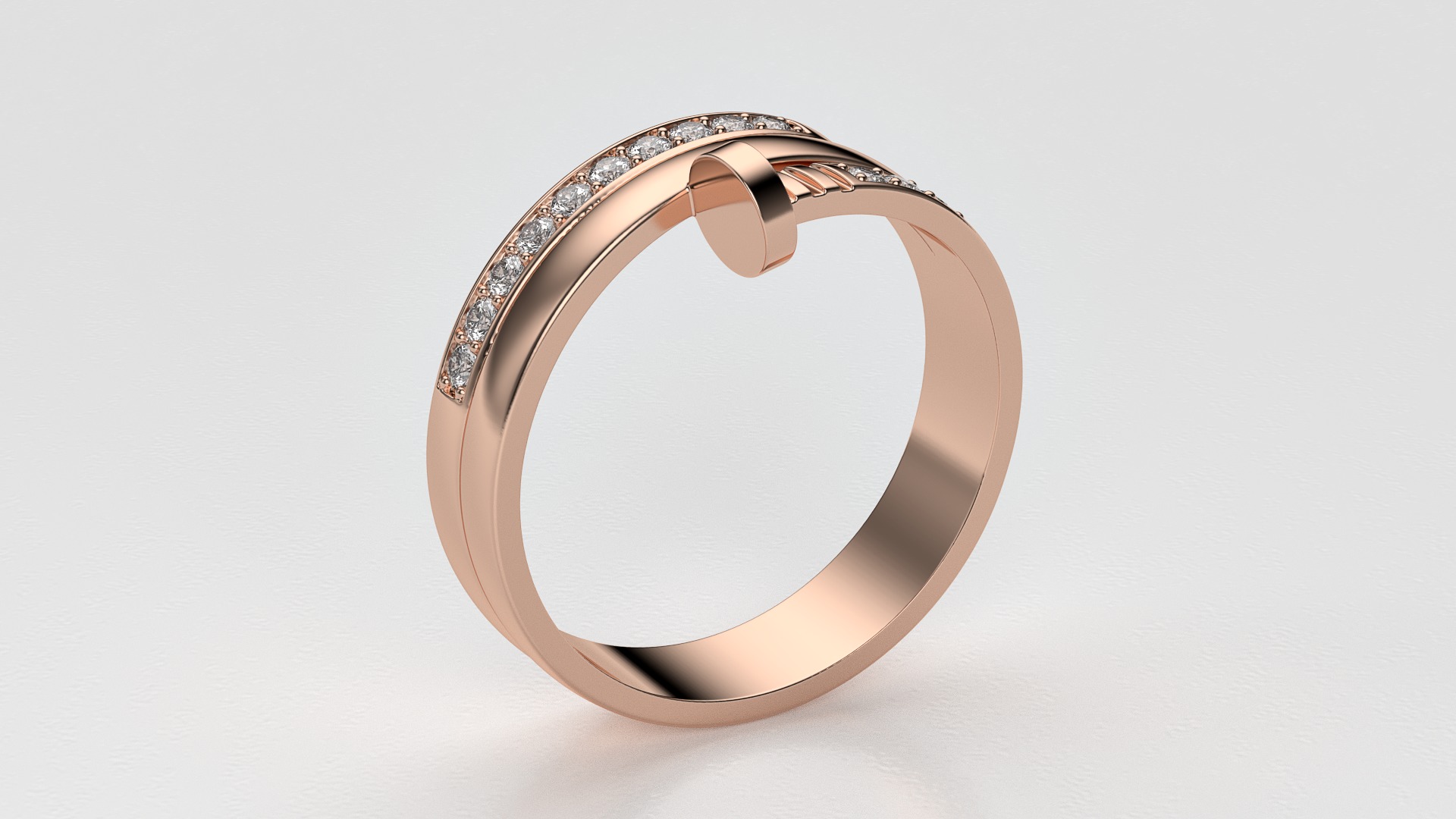 Nail ring with diamonds r2 3D print model_8