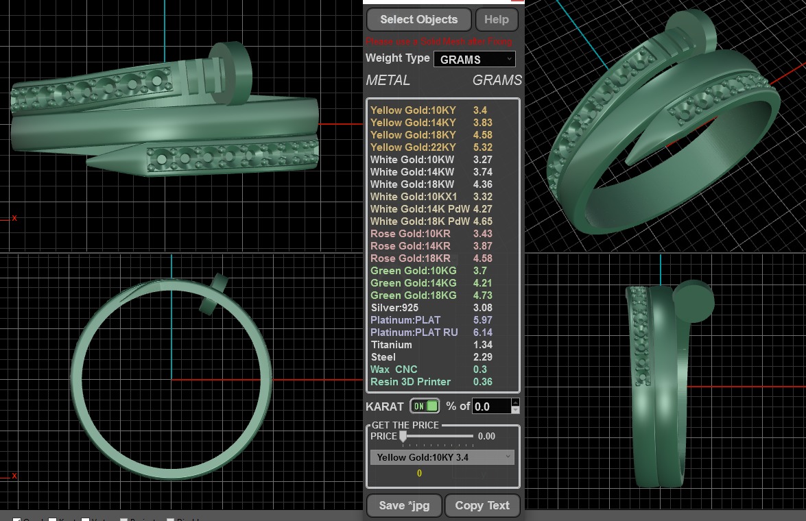 Nail ring with diamonds r2 3D print model_14