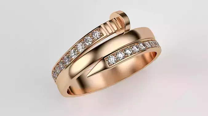 Nail ring with diamonds r2 3D print model