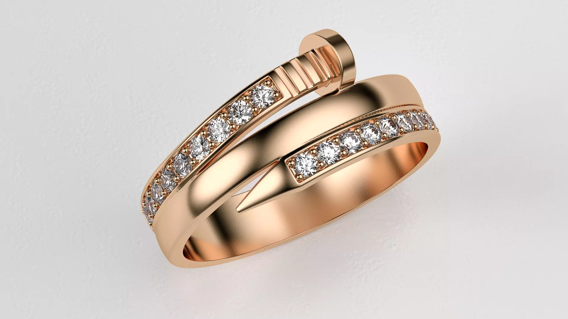 Nail ring with diamonds r2 3D print model_0