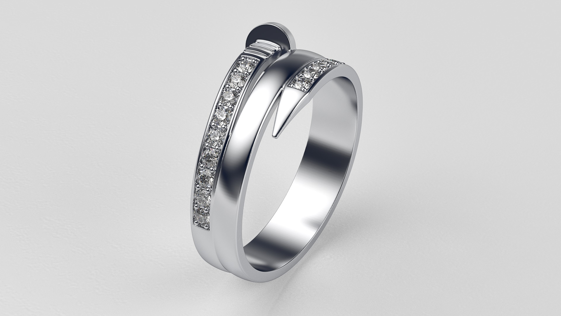 Nail ring with diamonds r2 3D print model_4