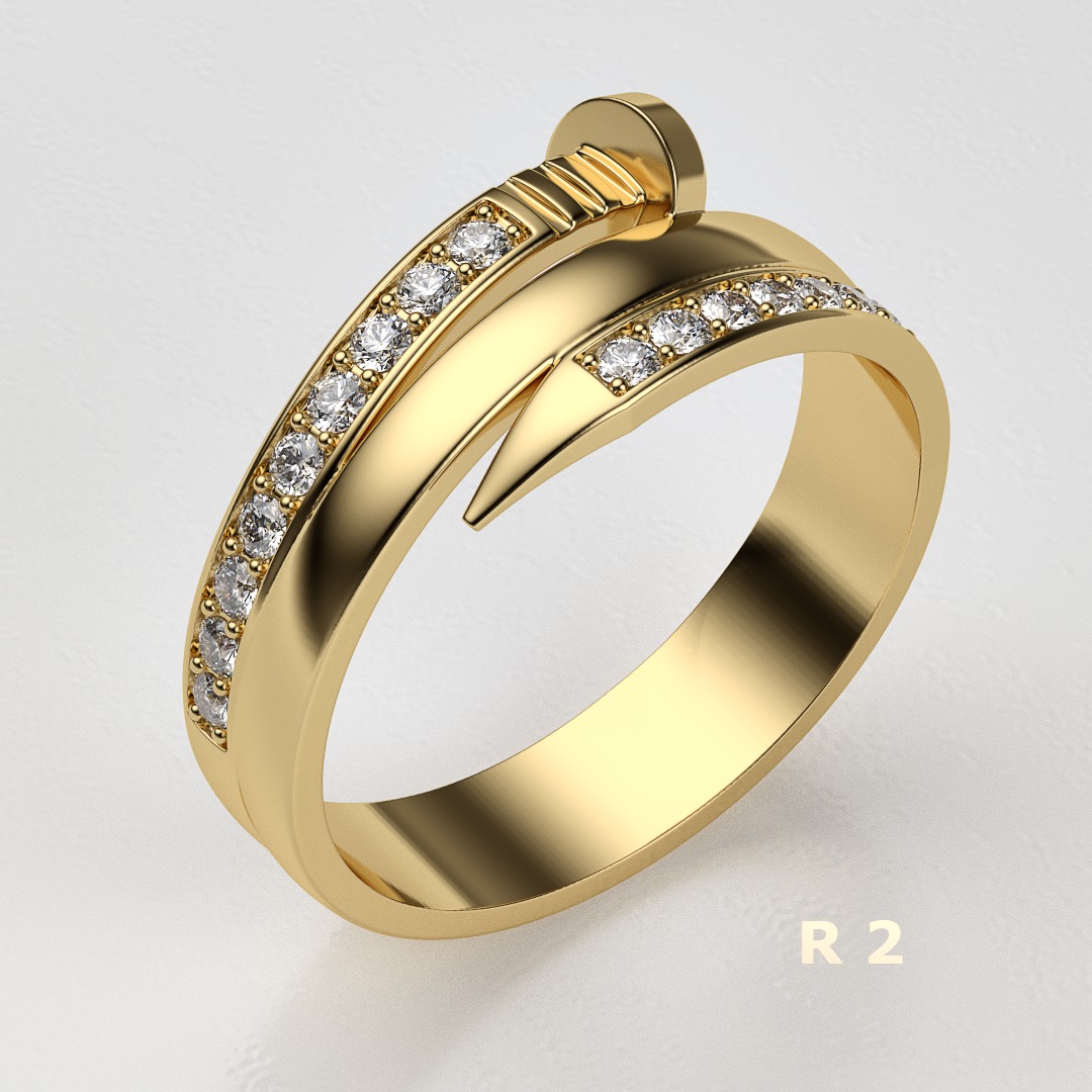 Nail ring with diamonds r2 3D print model_20