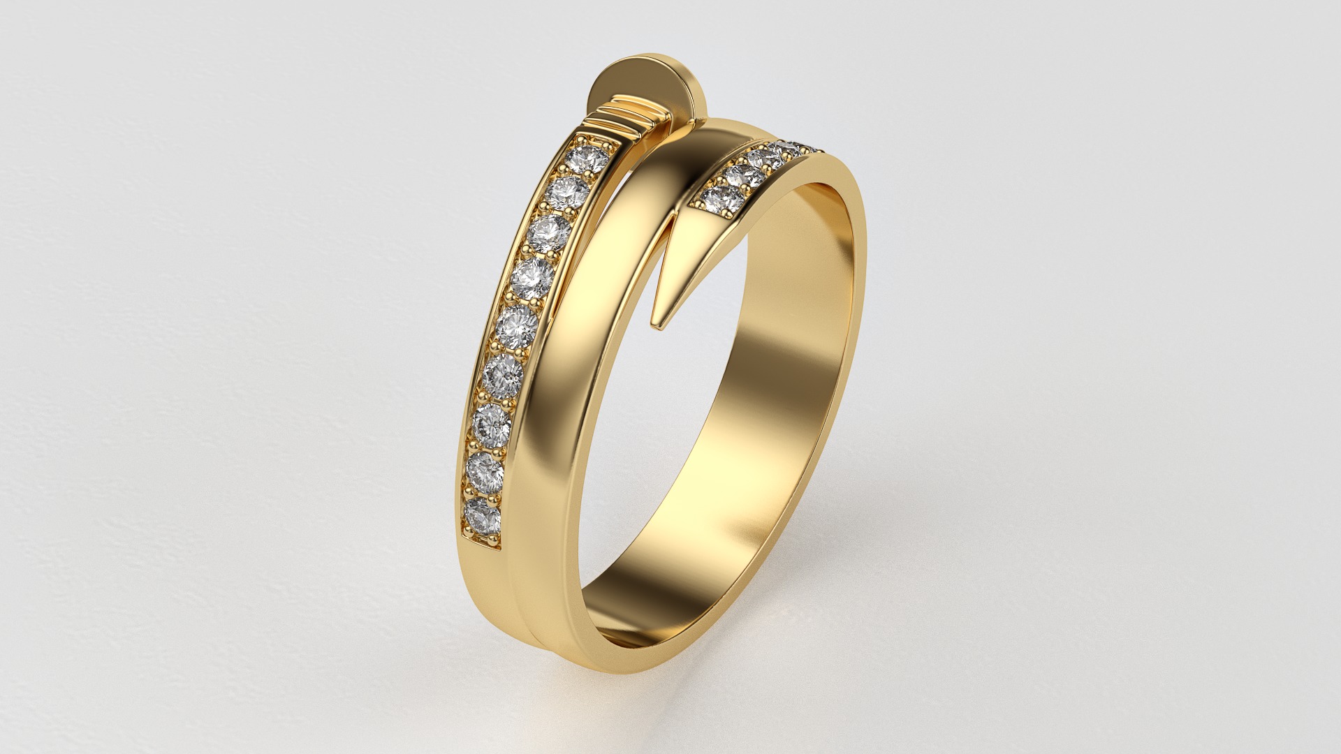 Nail ring with diamonds r2 3D print model_5