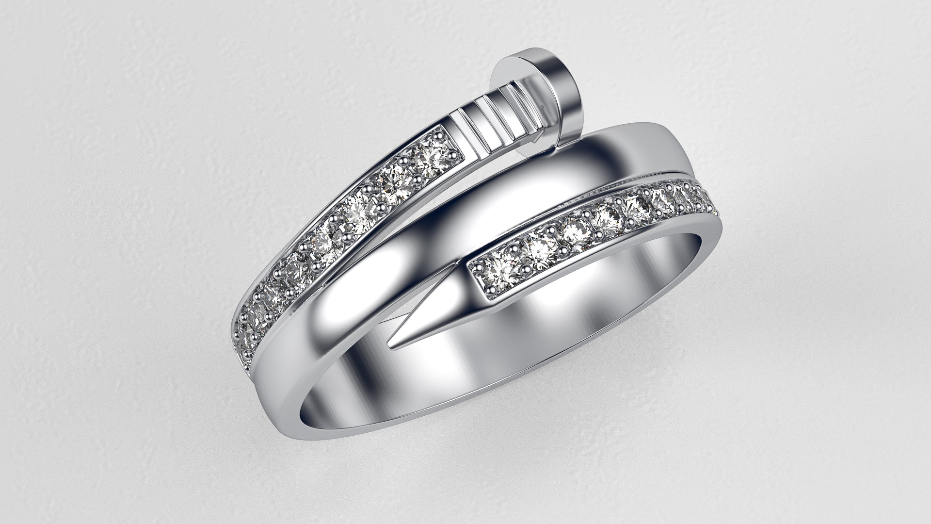 Nail ring with diamonds r2 3D print model_1