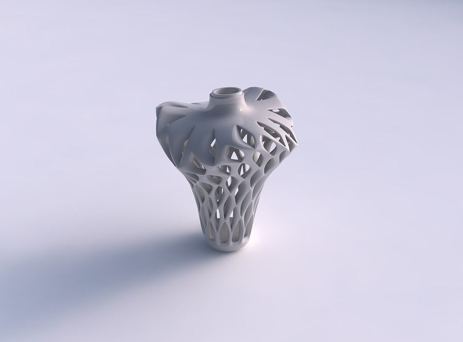 Vase twisted wider top with smooth cuts and extruded top wavy... 3D print model_0
