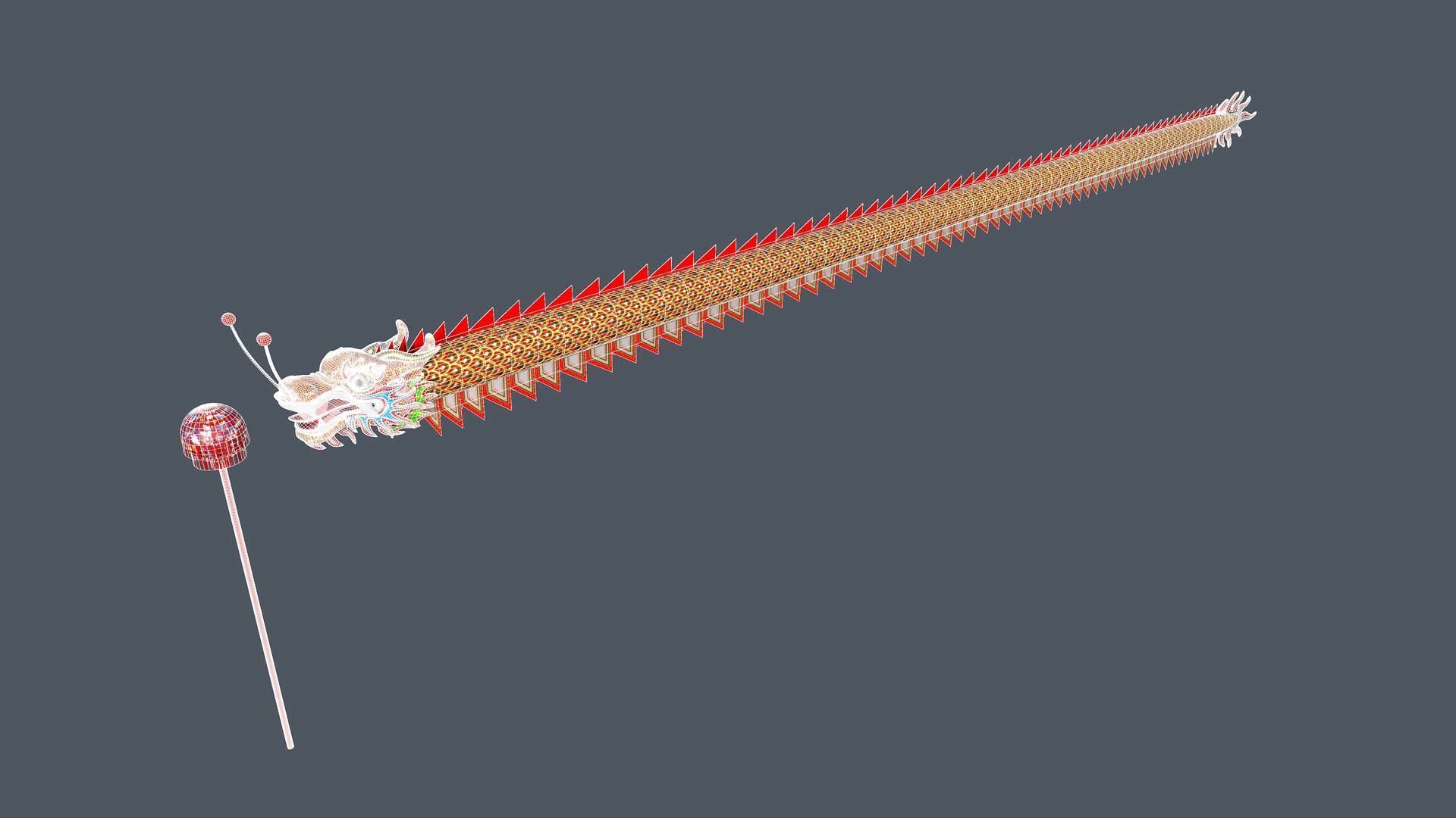 Chinese Dragon Dance Low-poly 3D model_7