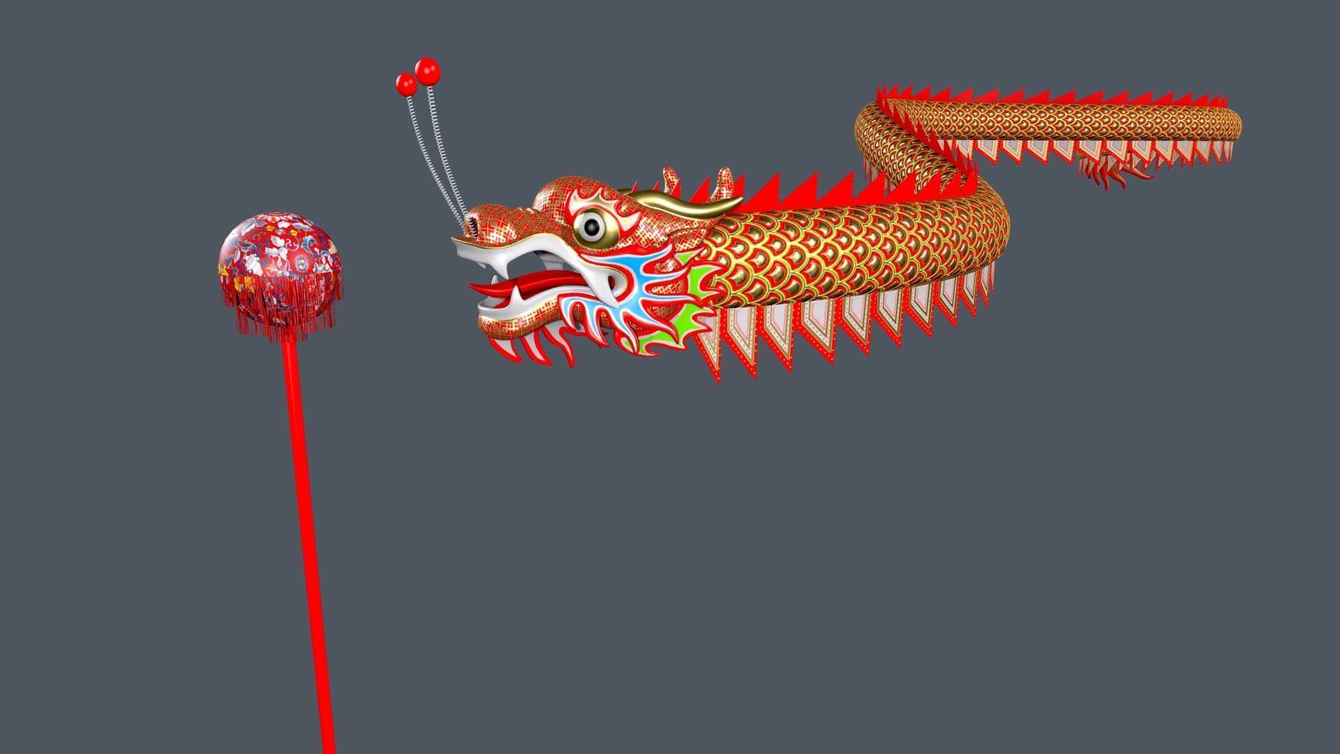 Chinese Dragon Dance Low-poly 3D model_12
