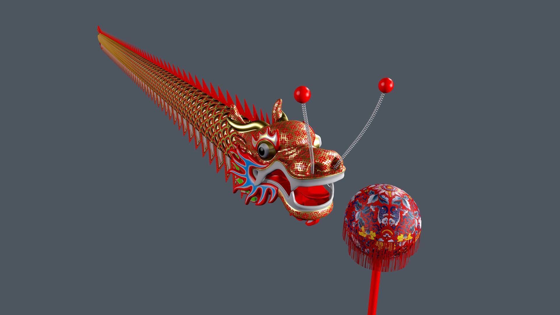 Chinese Dragon Dance Low-poly 3D model_6