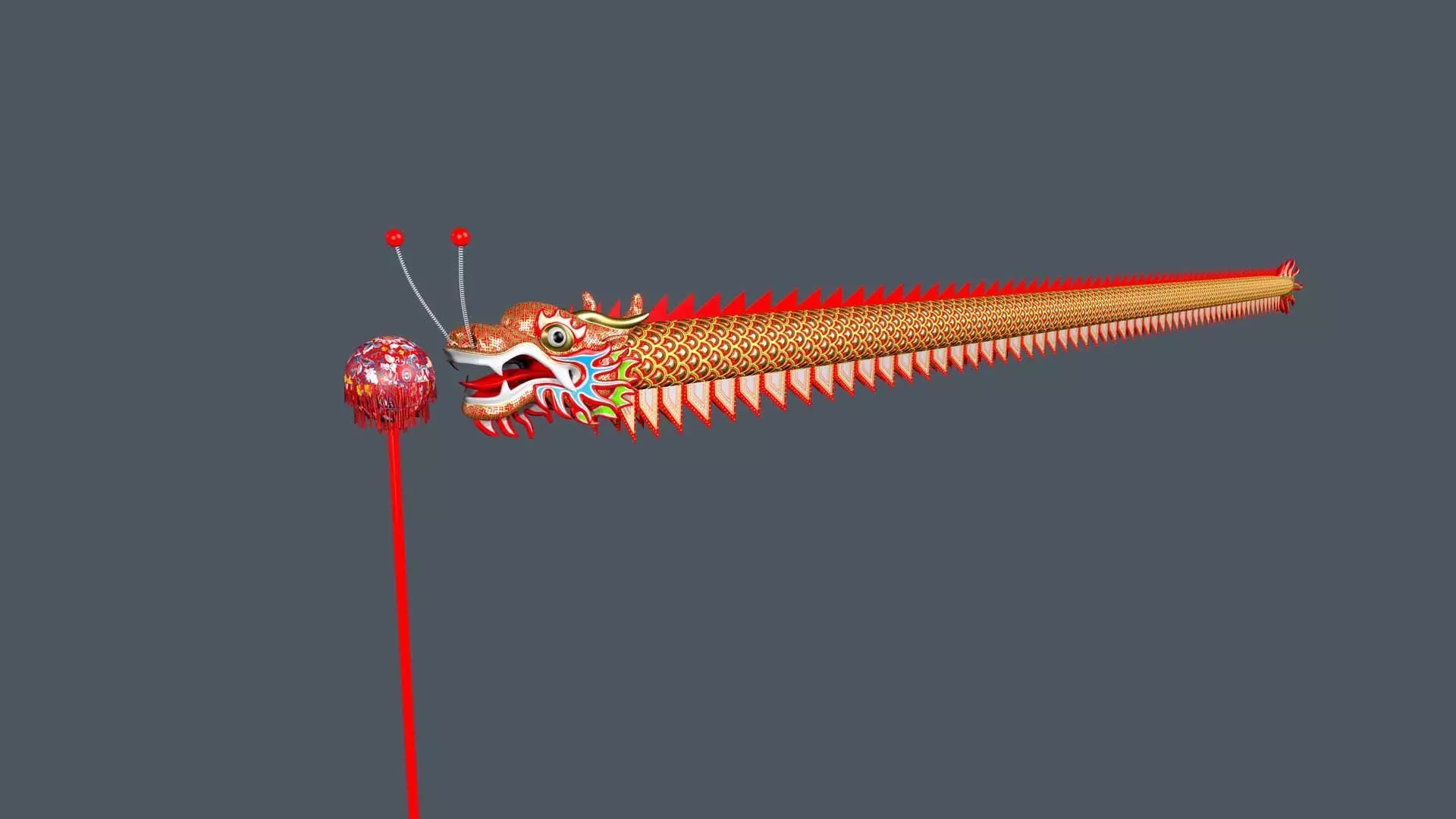 Chinese Dragon Dance Low-poly 3D model_0