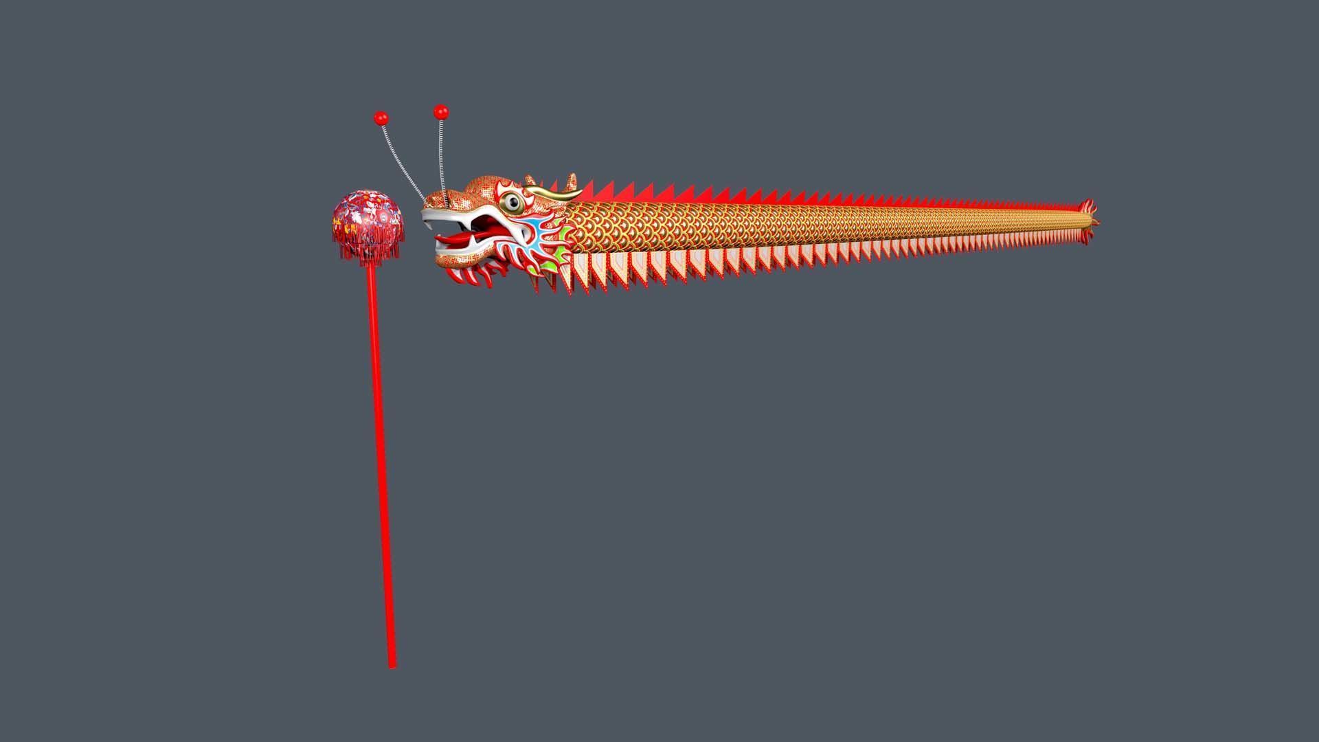 Chinese Dragon Dance Low-poly 3D model_3
