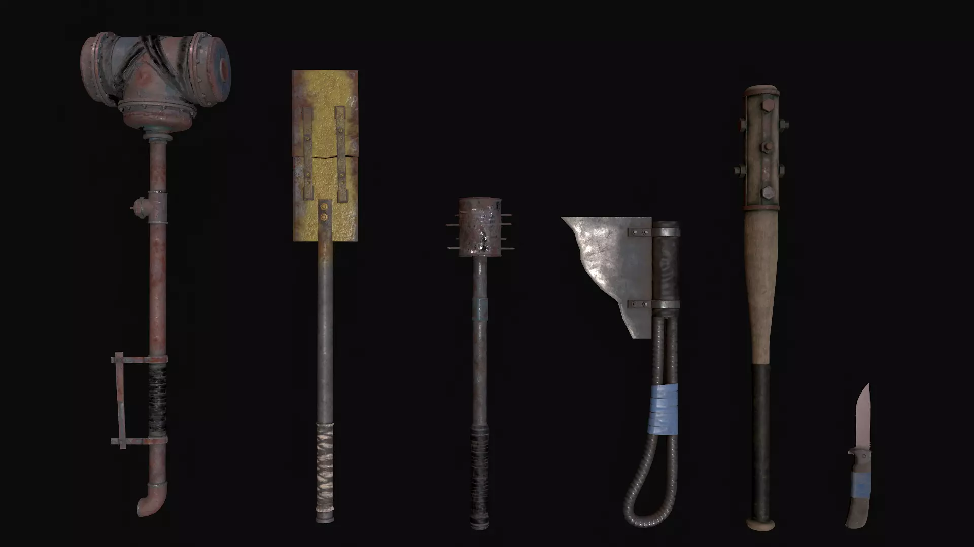 Apocalyptic weapons Low-poly 3D model_0