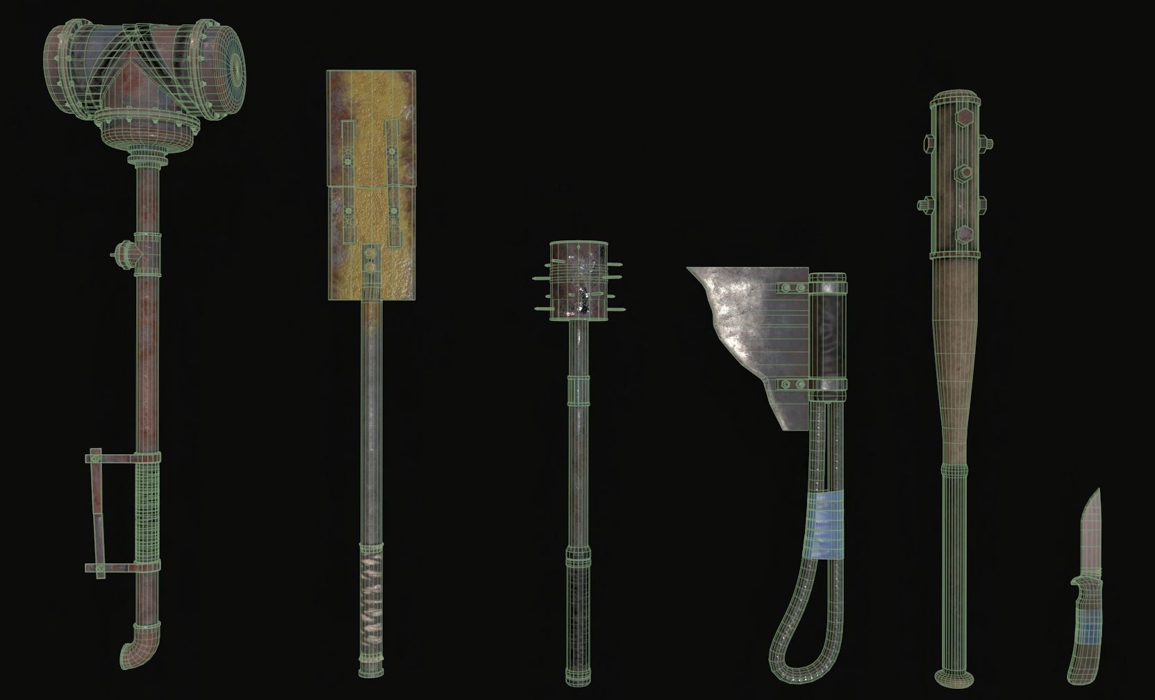 Apocalyptic weapons Low-poly 3D model_1