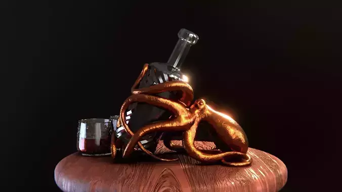 Printable octopus wine holder  Low-poly 3D model