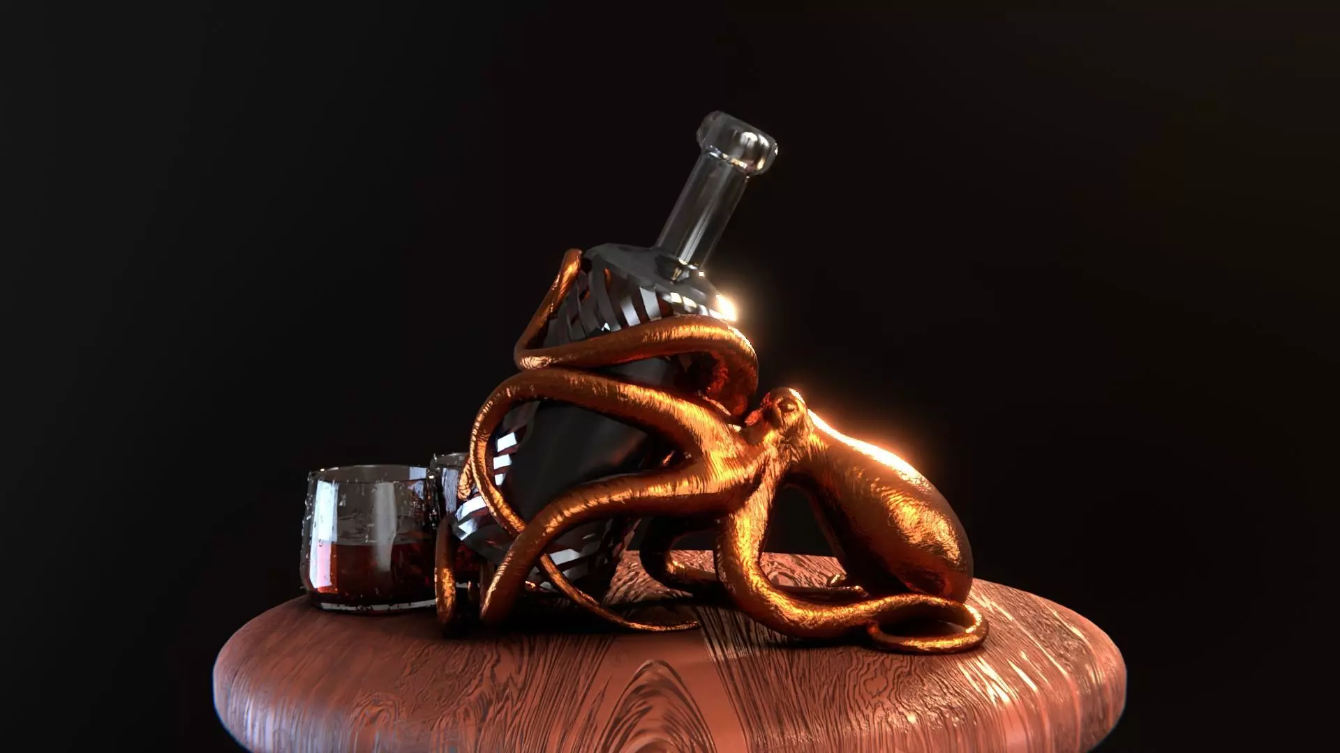 Printable octopus wine holder Low-poly 3D model