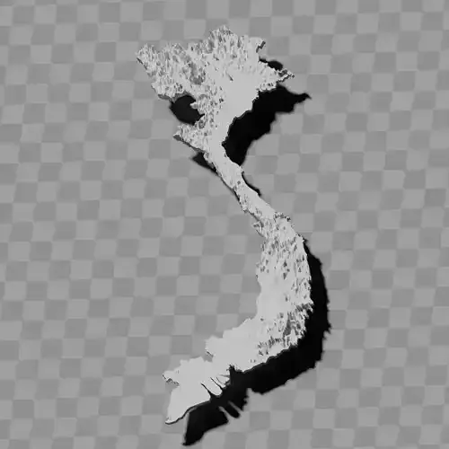 Vietnam topography raised relief map set