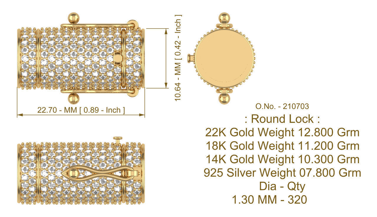 10 MM - Round Lock for Chain 3D print model_5