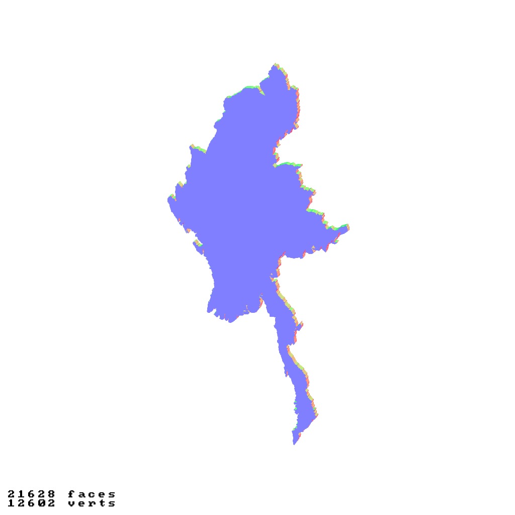 Myanmar topographic relief map collection 3D print model_5