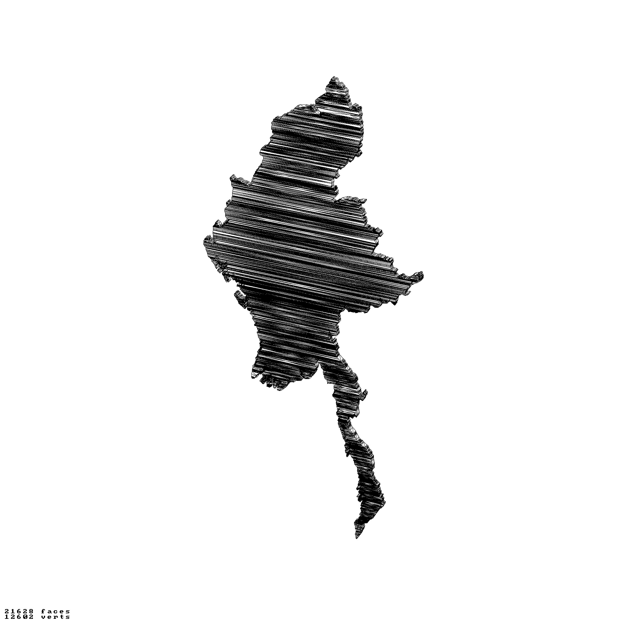 Myanmar topographic relief map collection 3D print model_6