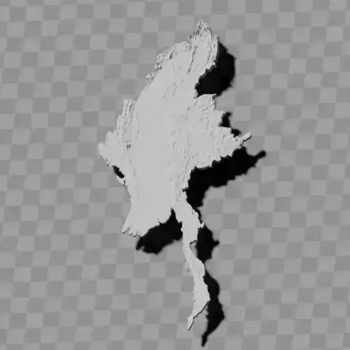 Myanmar topographic relief map collection